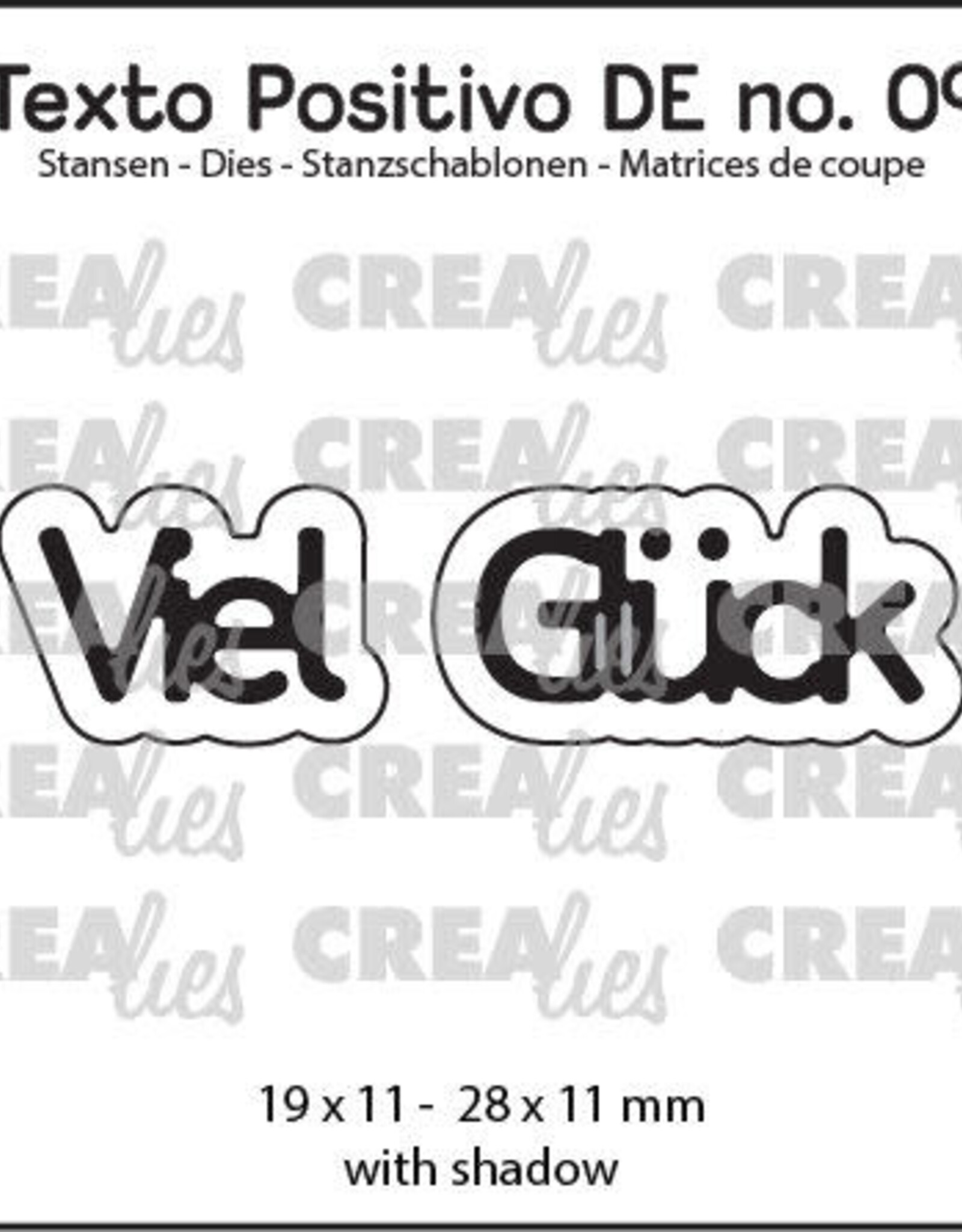 Crealies Crealies Texto Positivo Stanzschablonen no. 09, Viel Glück