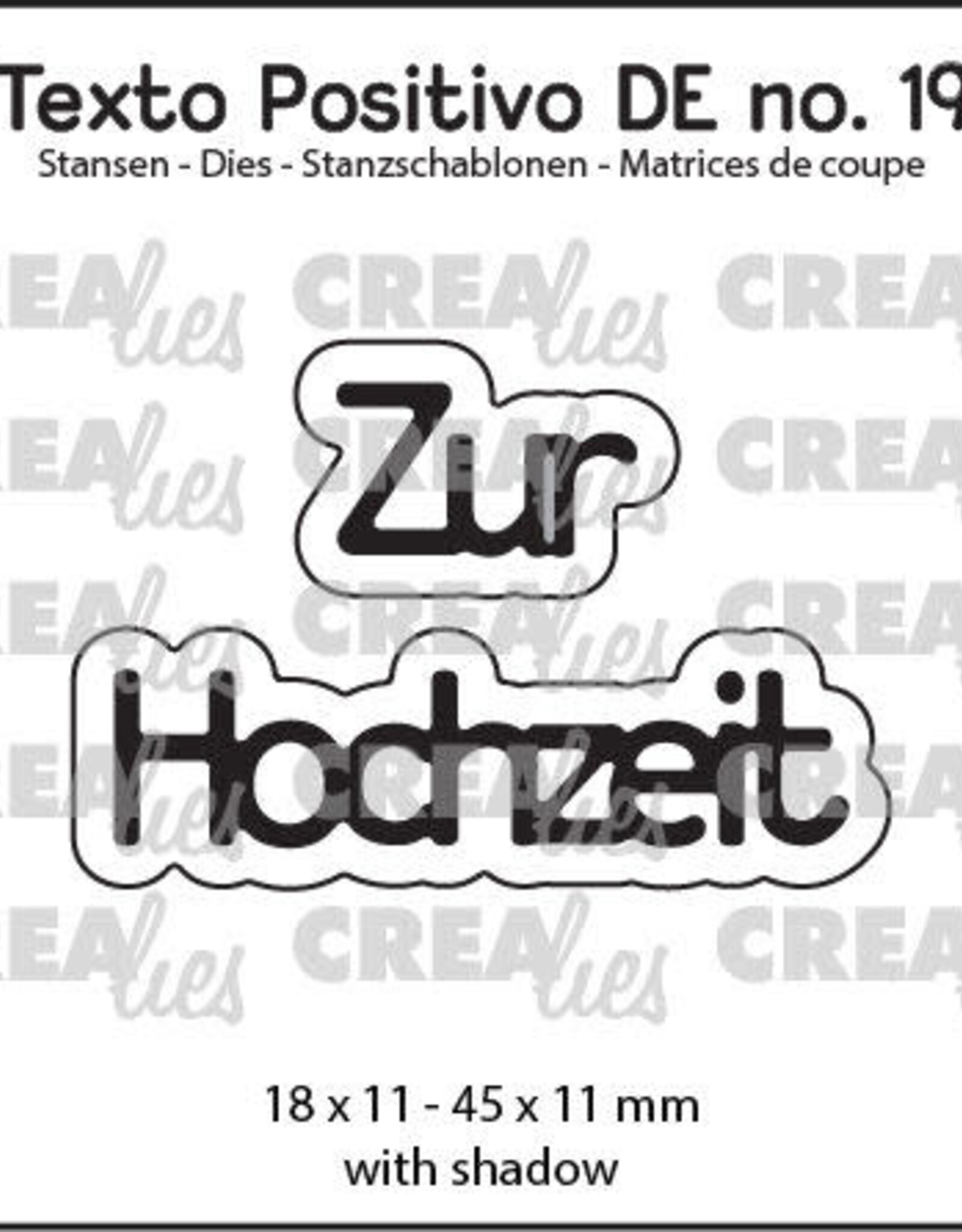 Crealies Crealies Texto Positivo Stanzschablonen no. 19, Zur Hochzeit