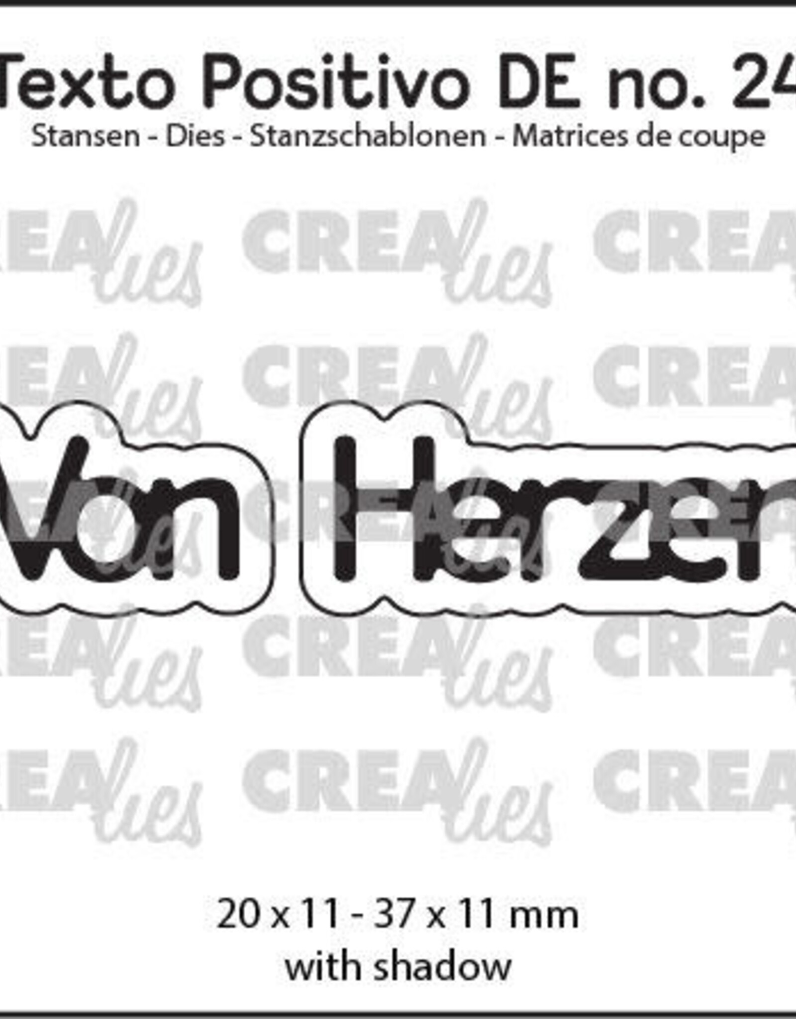 Crealies Crealies Texto Positivo Stanzschablonen no. 24, Von Herzen