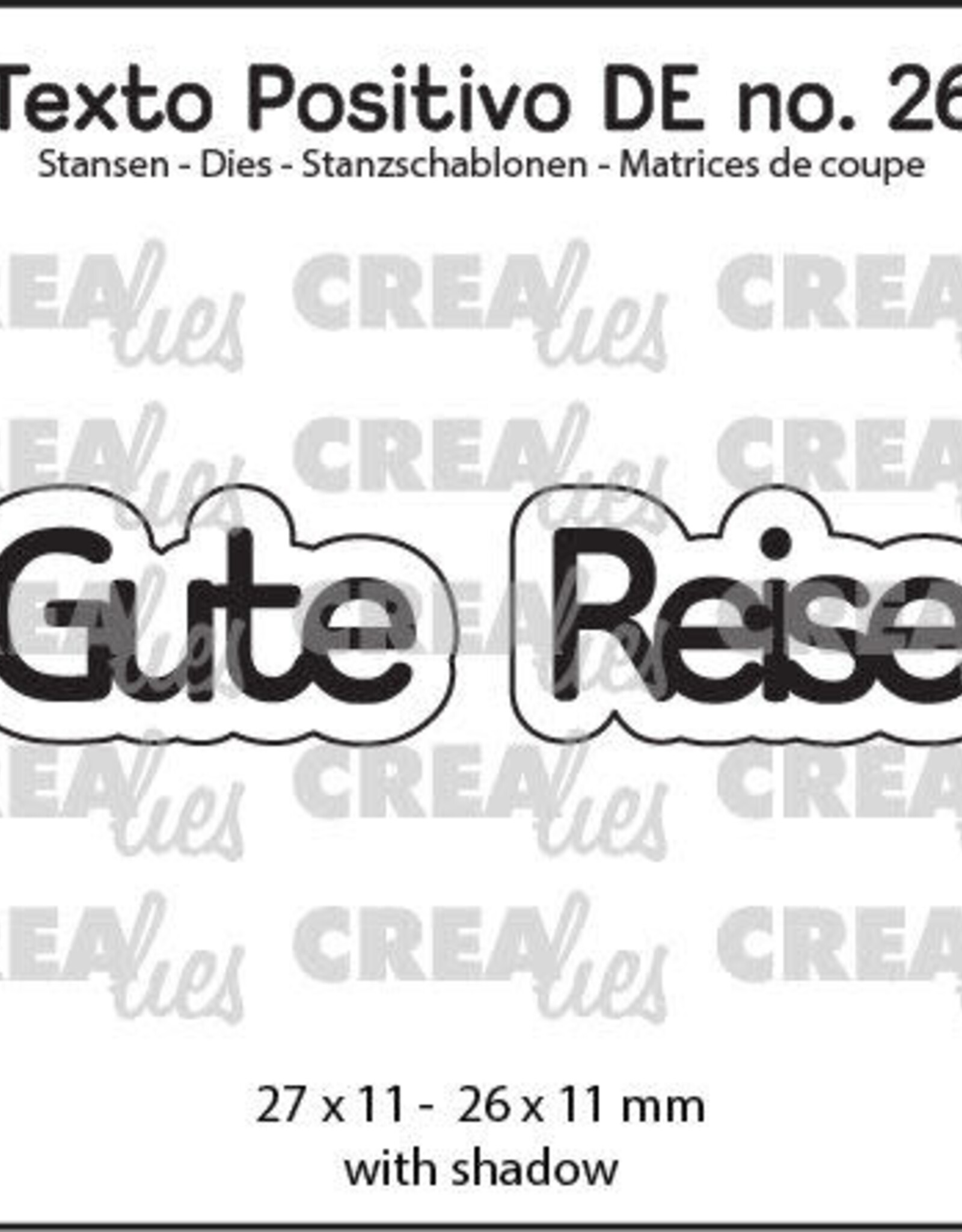 Crealies Crealies Texto Positivo Stanzschablonen no. 26, Gute Reise