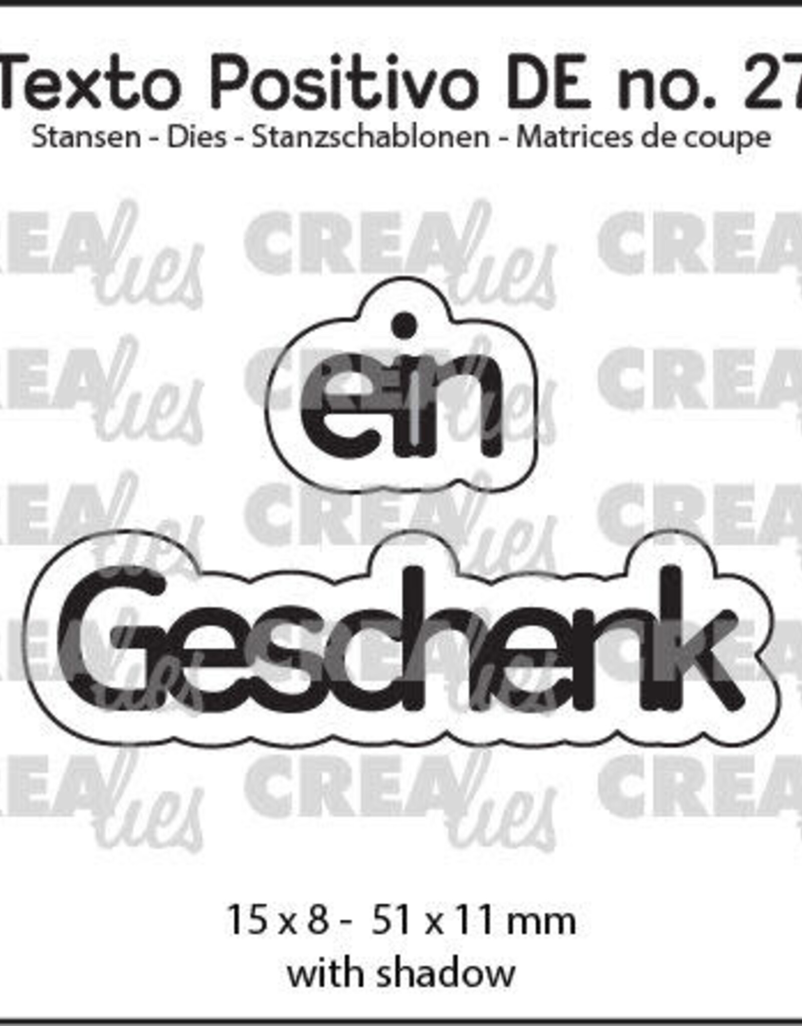 Crealies Crealies Texto Positivo Stanzschablonen no. 27, ein Geschenk