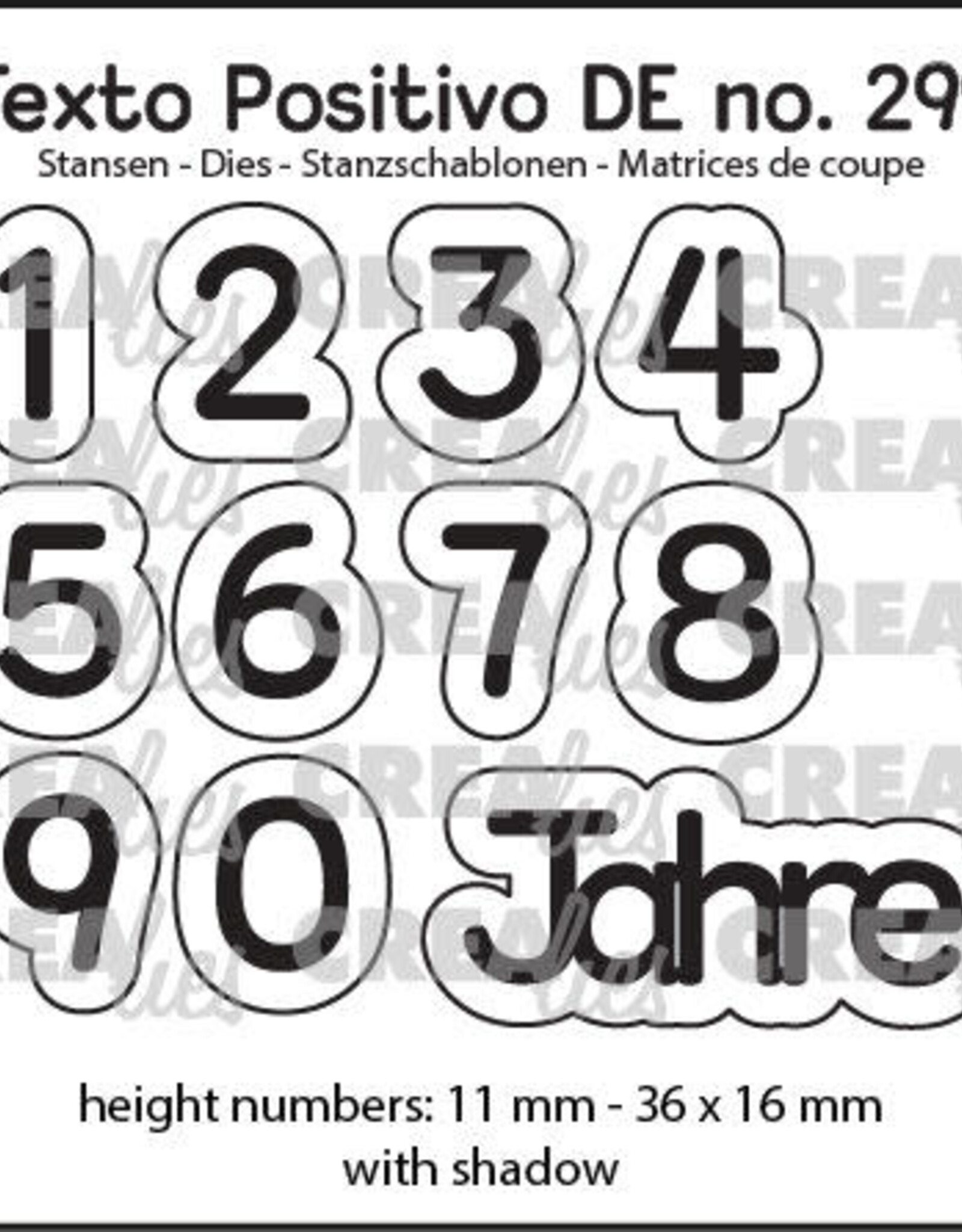 Crealies Crealies Texto Positivo Stanzschablonen no. 299: 1,2,3 Jahre