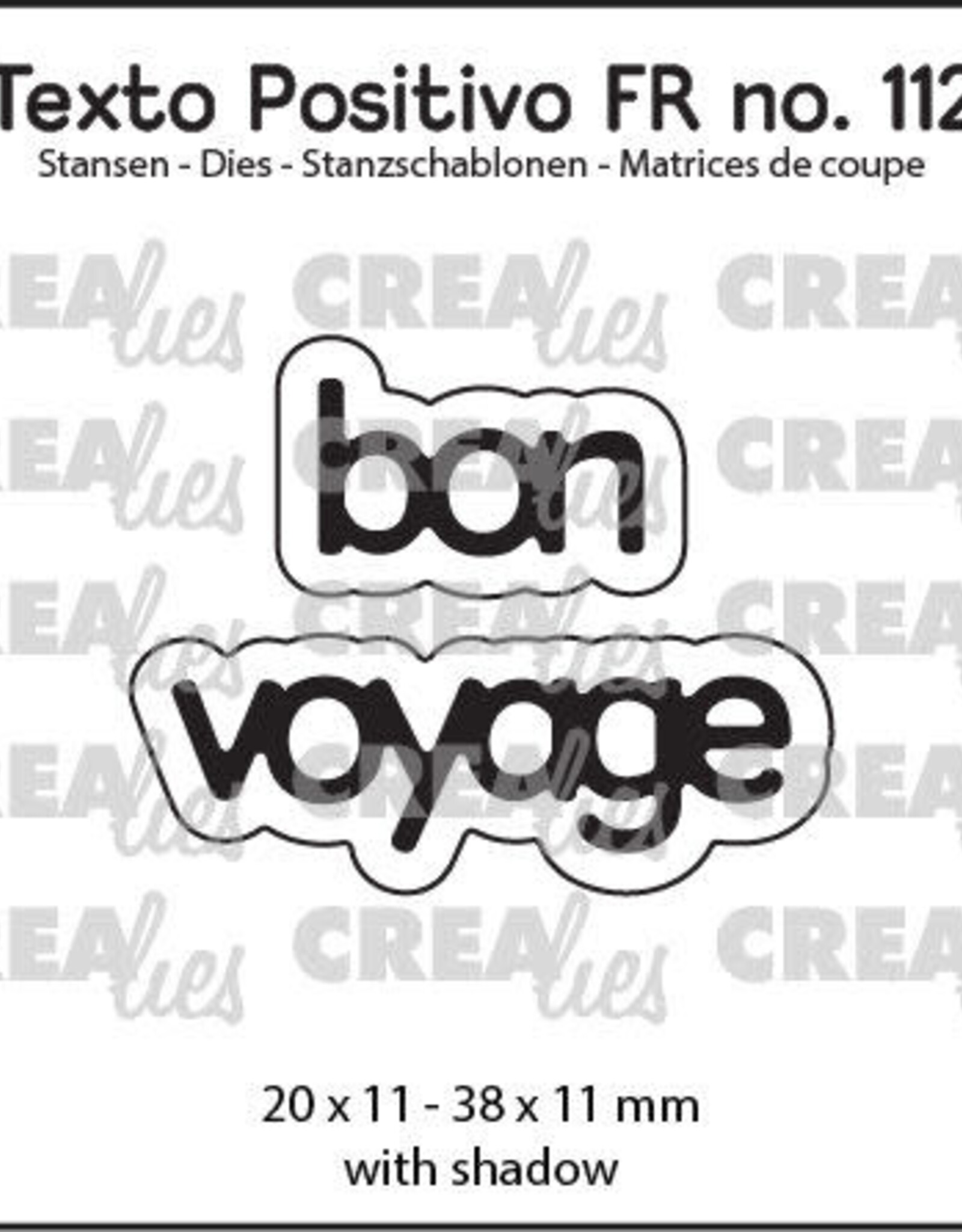Crealies Crealies Texto Positivo Matrice de coupe no. 112, bon voyage