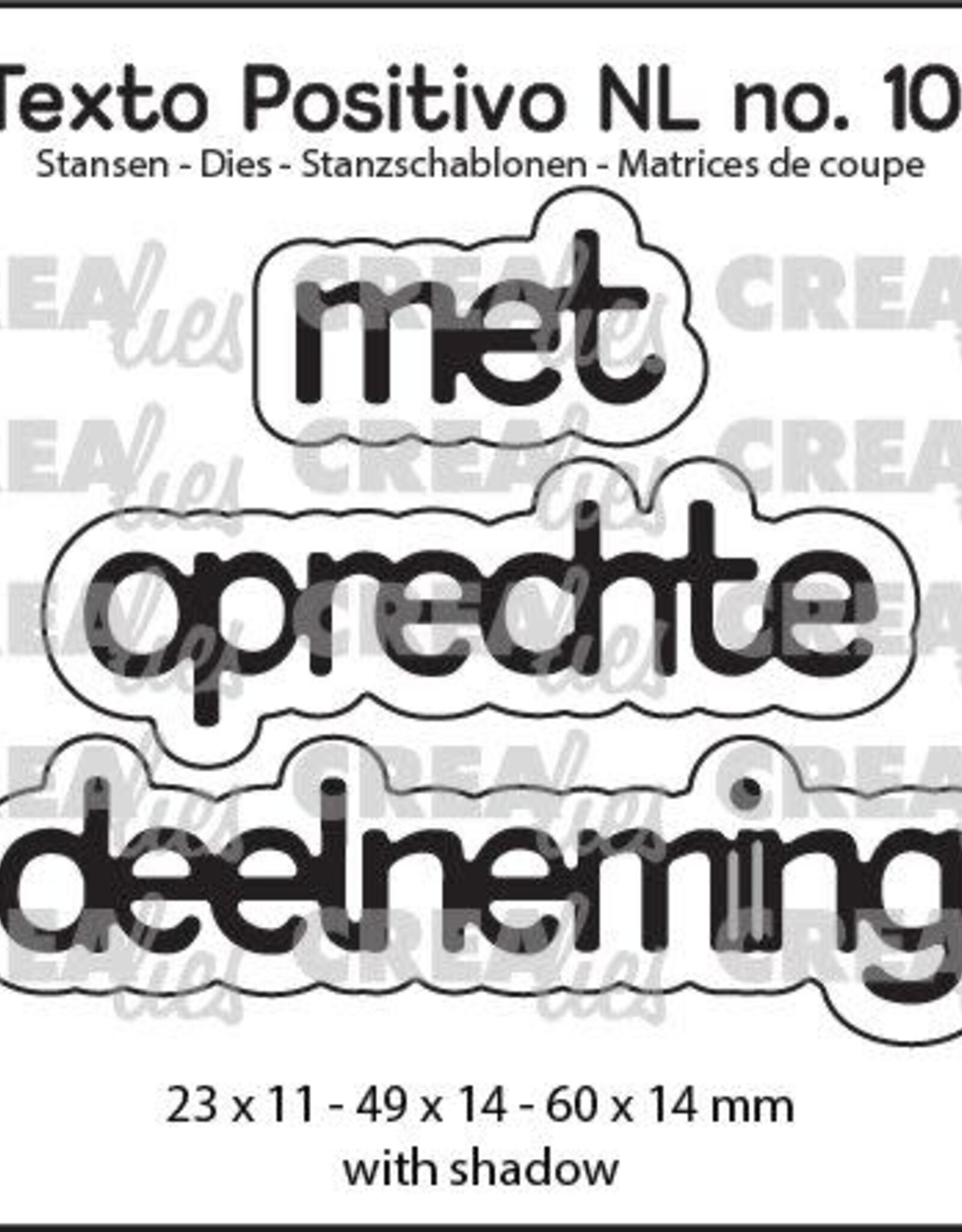 Crealies Crealies Texto Positivo stansen no. 101, met oprechte deelneming