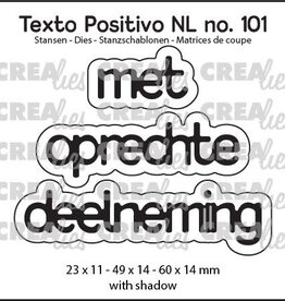 Crealies Crealies Texto Positivo stansen no. 101, met oprechte deelneming