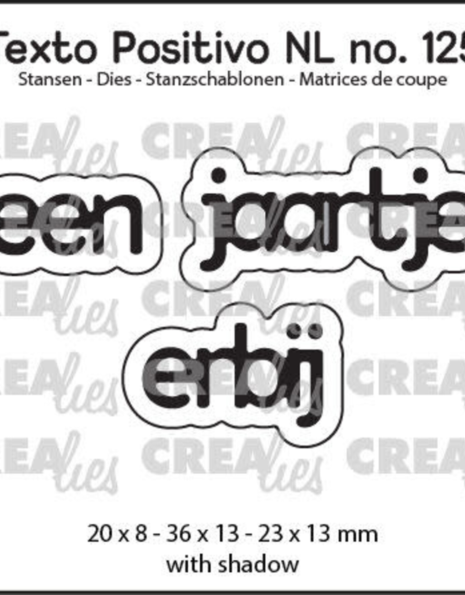 Crealies Crealies Texto Positivo stansen no. 125, een jaartje erbij