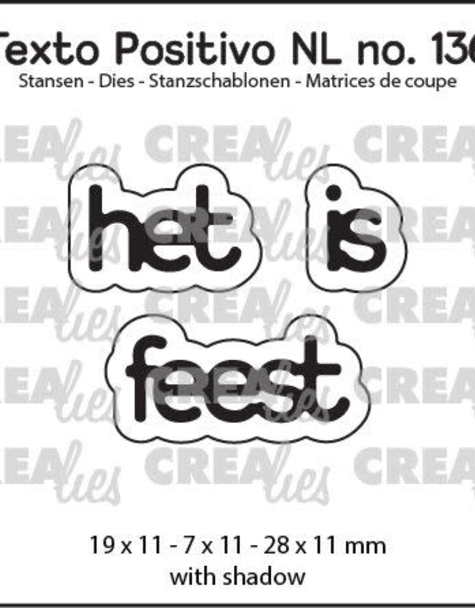 Crealies Crealies Texto Positivo stansen no. 136, het is feest