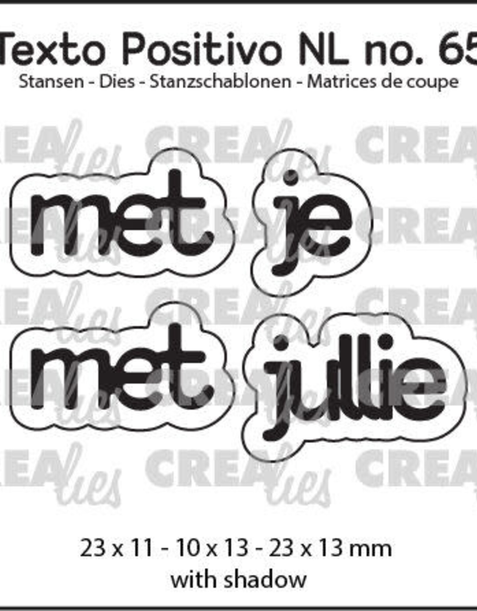 Crealies Crealies  Texto Positivo stansen no. 65, met je / met jullie