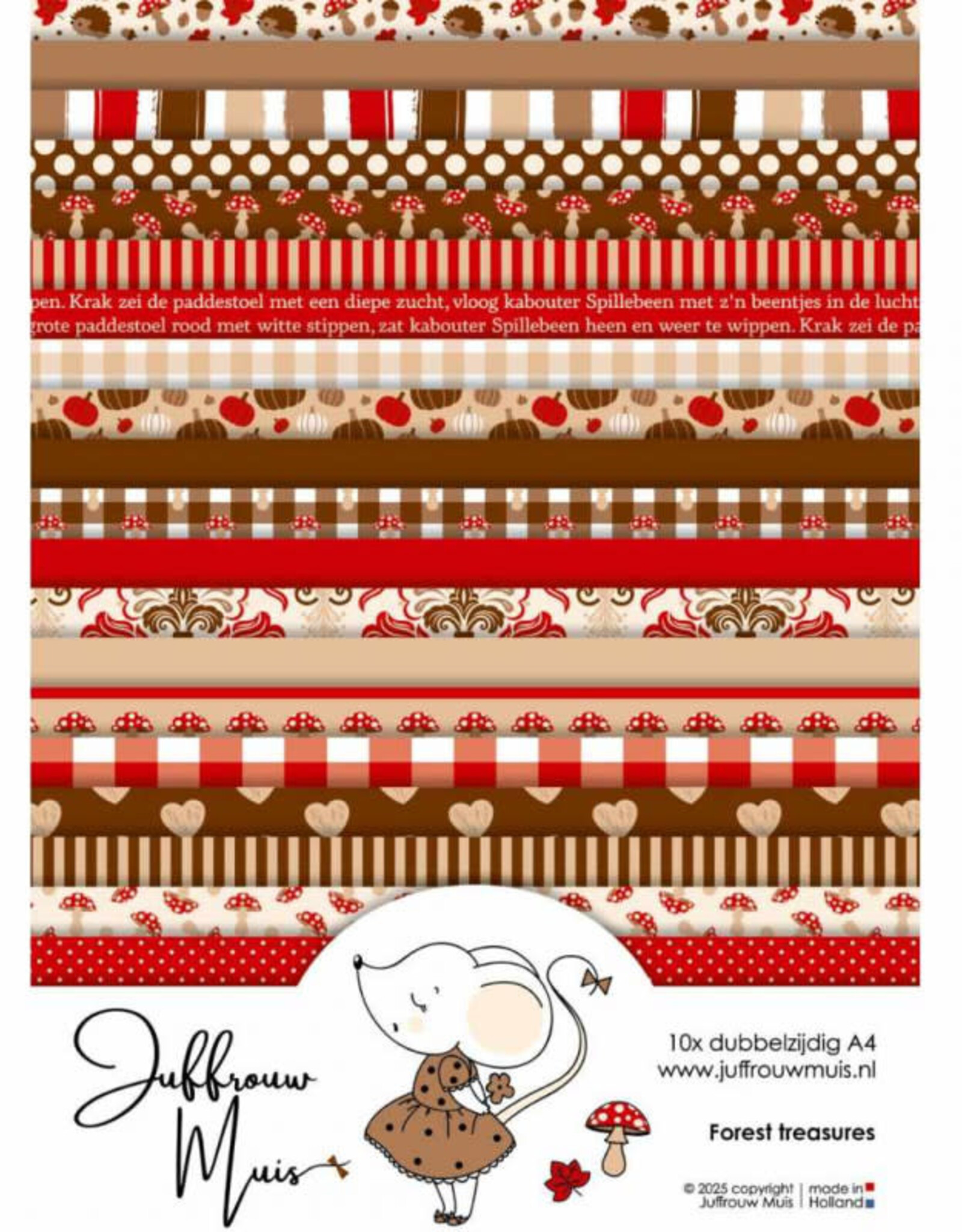 Juffrouw Muis Juffrouw  Muis - Cardstock paperpad A4 - Forest treasures