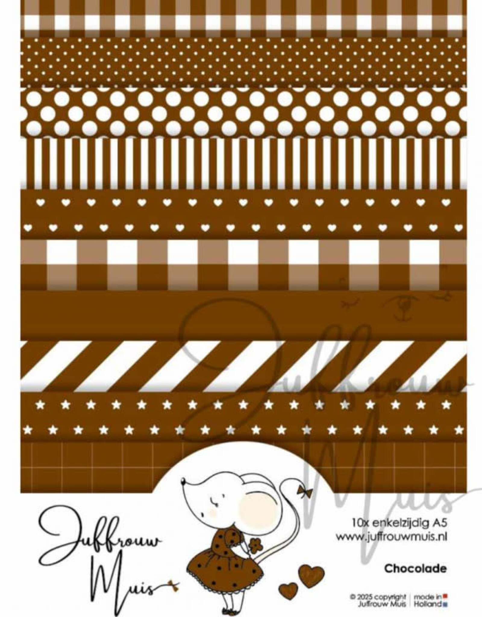 Juffrouw Muis Juffrouw  Muis -Tiny Cardstock A5  - Chocolade