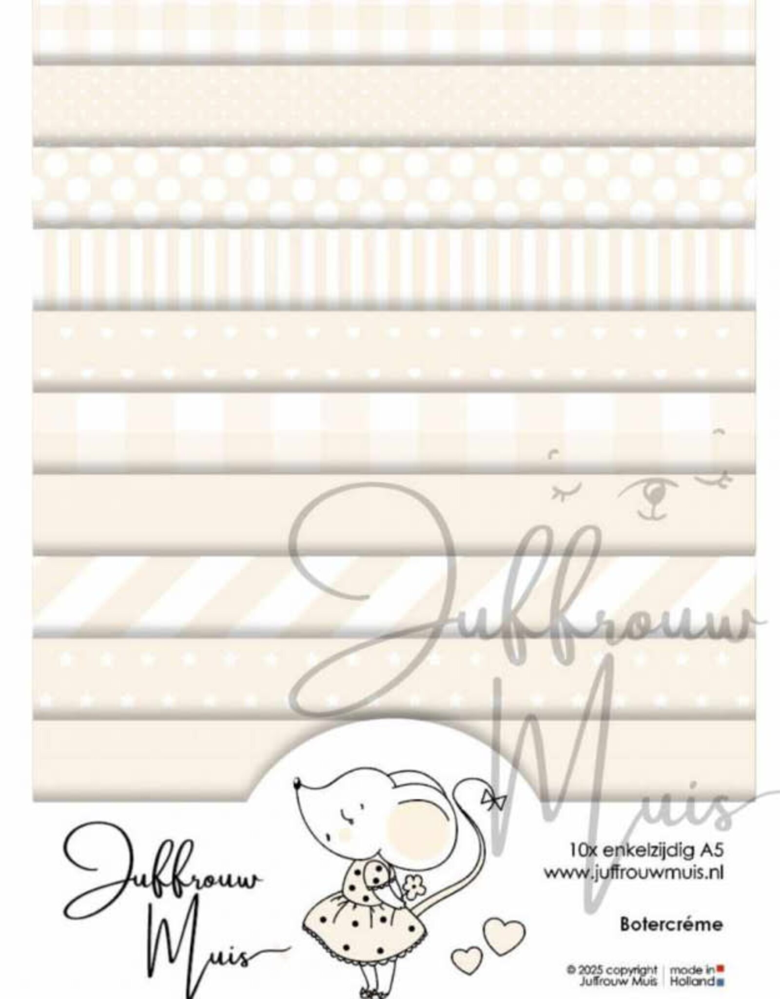 Juffrouw Muis Juffrouw  Muis -Tiny Cardstock A5  - Botercreme