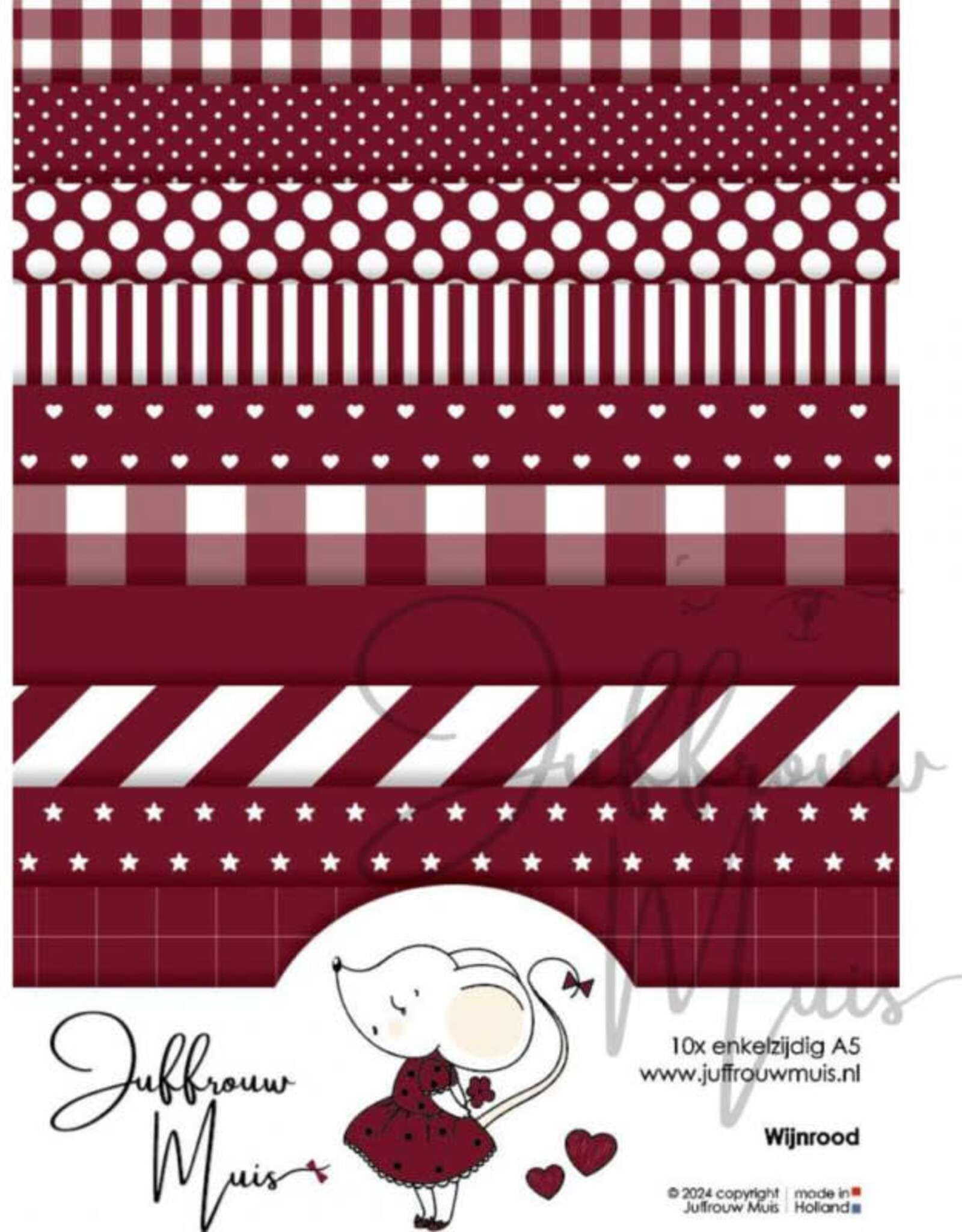 Juffrouw Muis Juffrouw  Muis -Tiny Cardstock A5  - Wijnrood