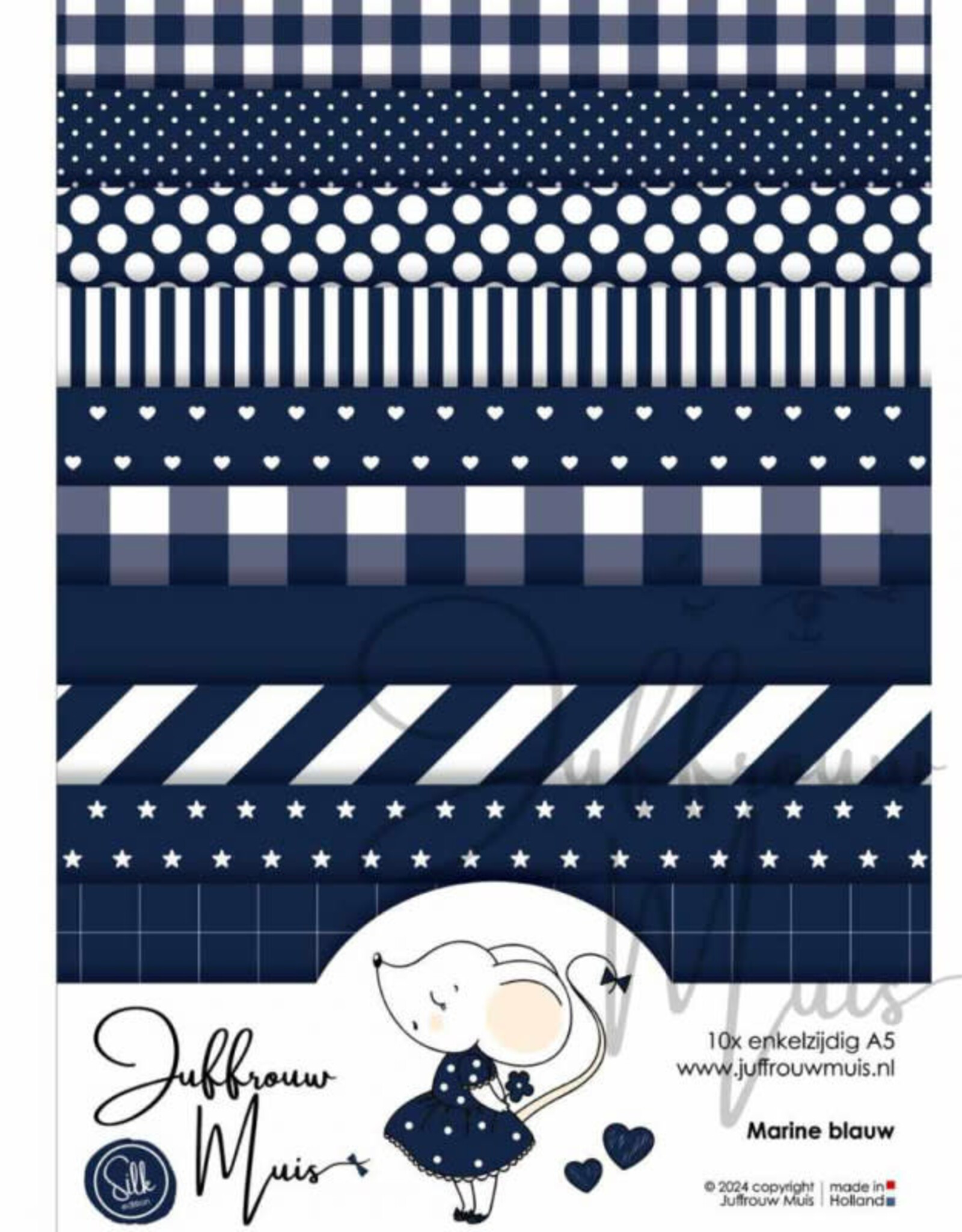 Juffrouw Muis Juffrouw  Muis -Tiny Cardstock A5  - Donkerblauw Silk Edition