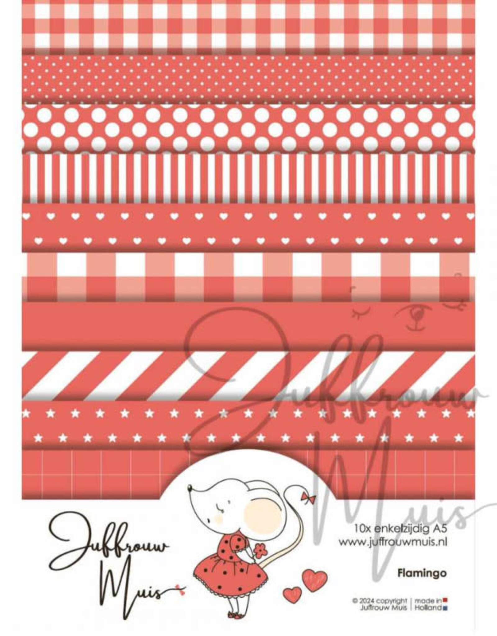 Juffrouw Muis Juffrouw  Muis -Tiny Cardstock A5  - Flamingo