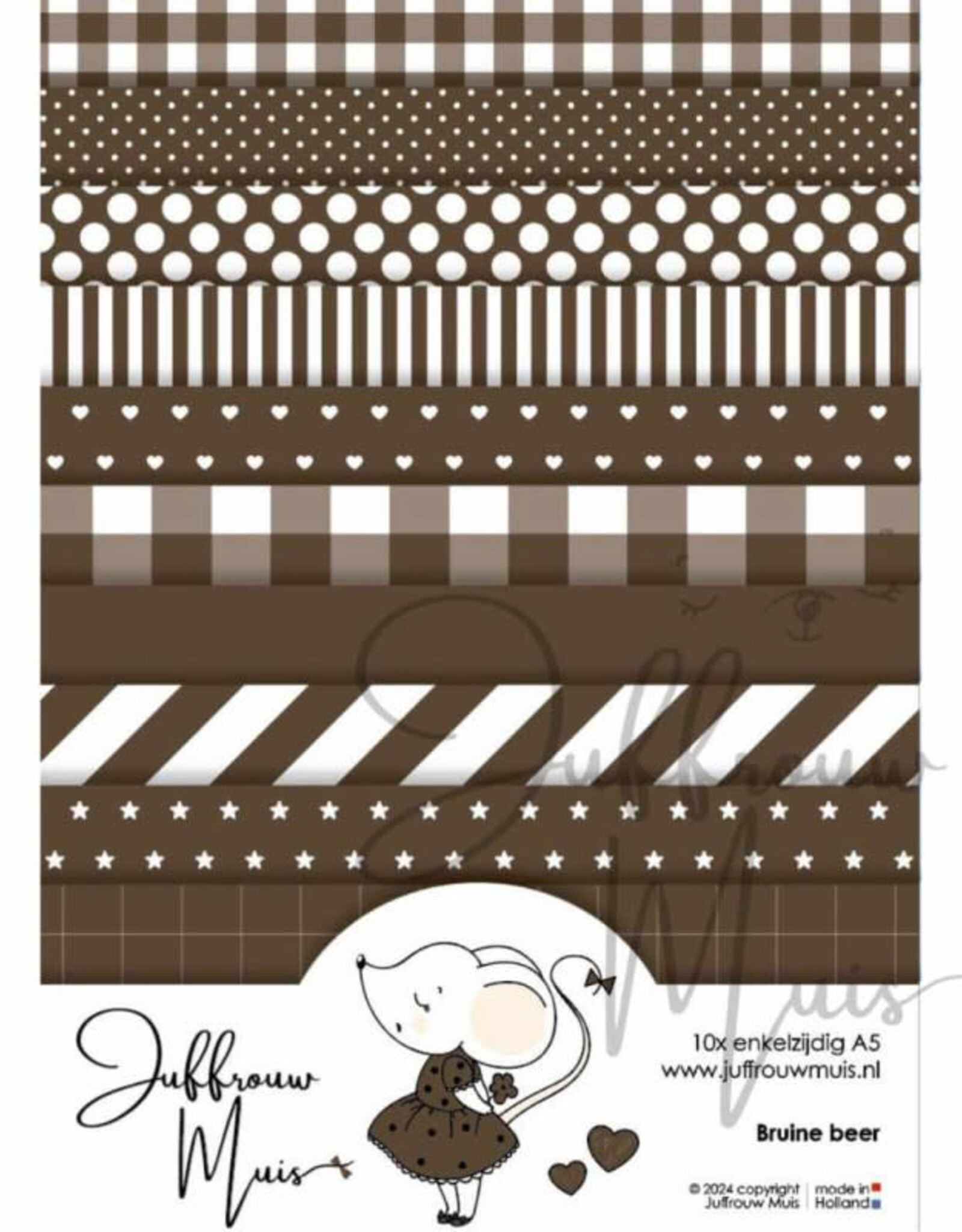 Juffrouw Muis Juffrouw Muis -Tiny Cardstock A5 - Bruine Beer