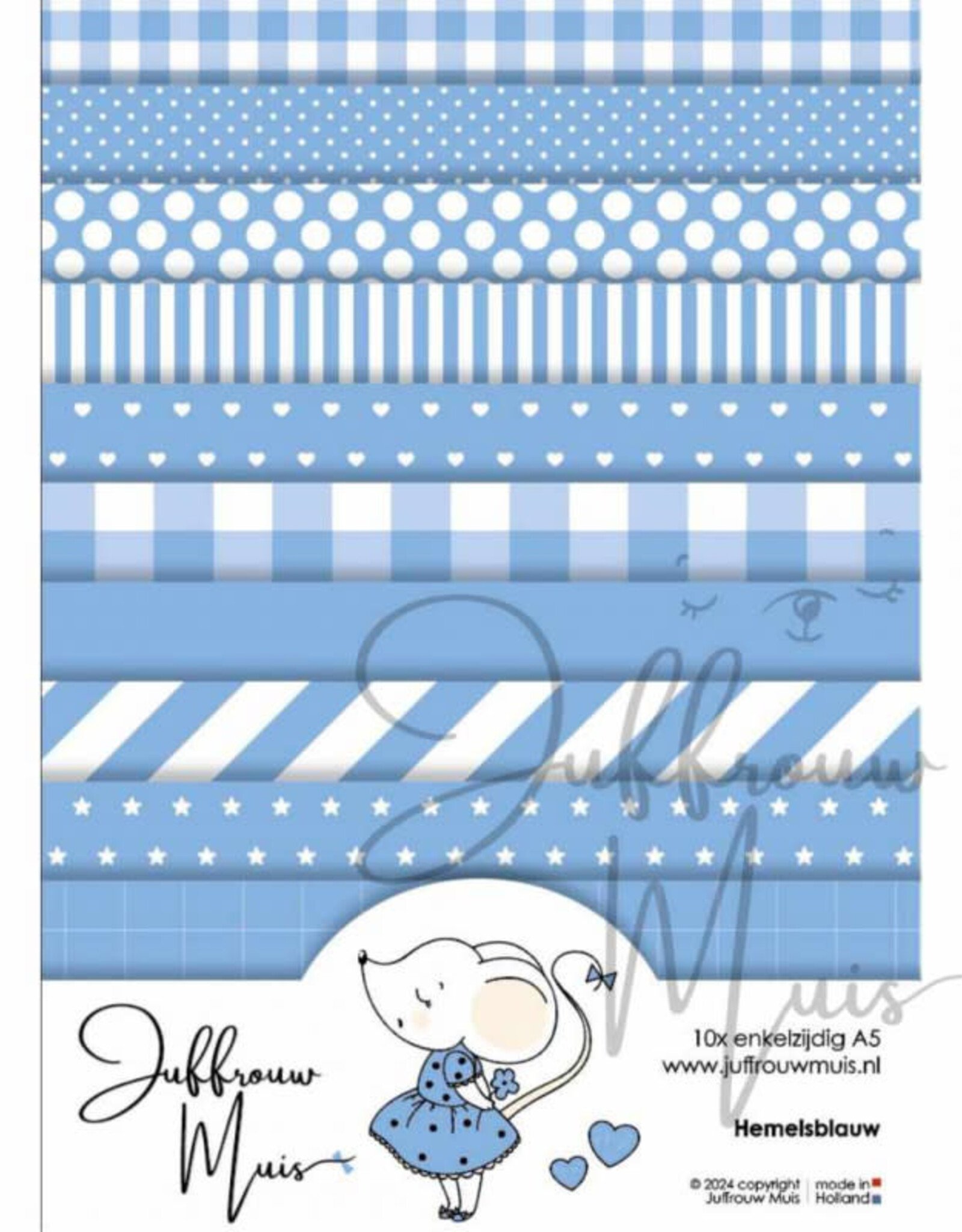 Juffrouw Muis Juffrouw Muis -Tiny Cardstock A5 - Hemelsblauw
