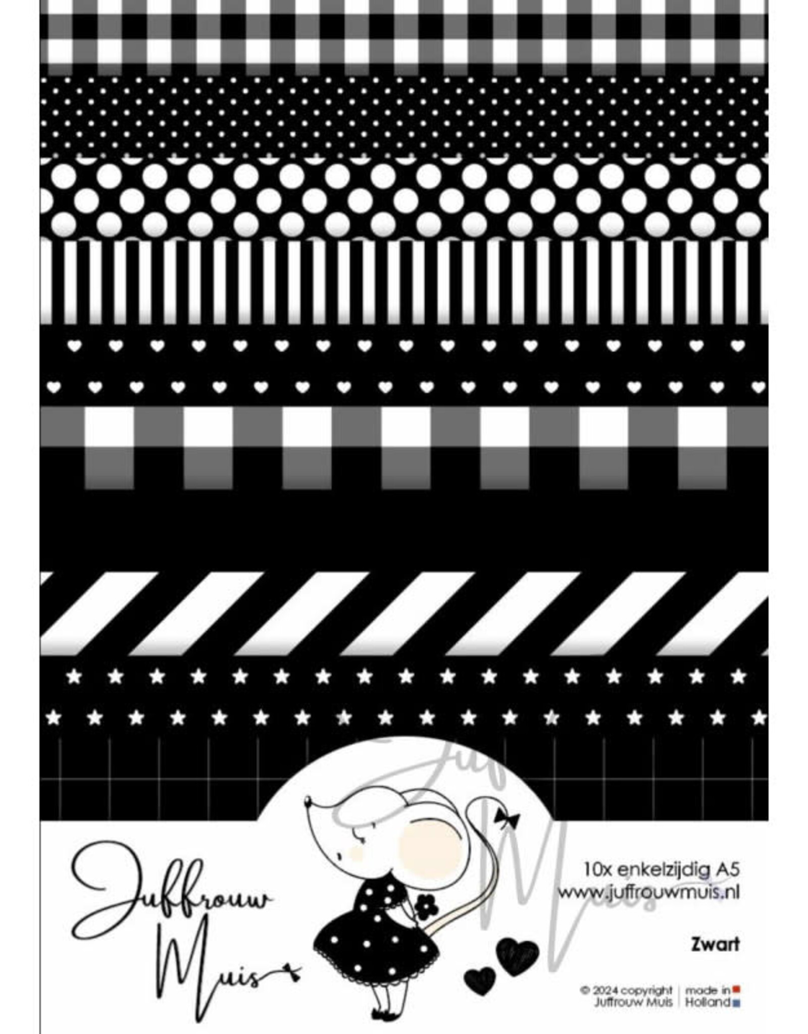 Juffrouw Muis Juffrouw Muis -Tiny Cardstock A5 - Zwart