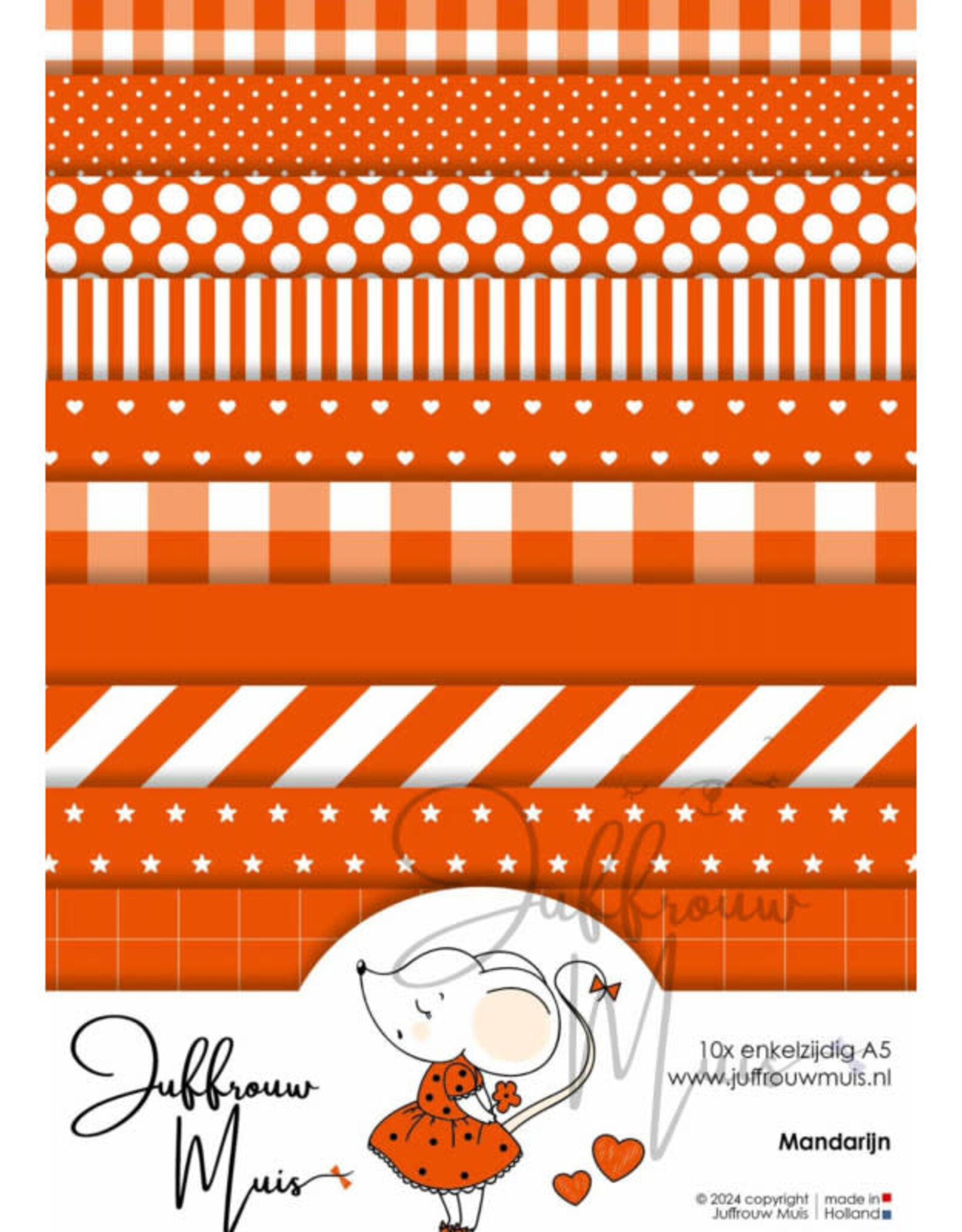 Juffrouw Muis Juffrouw Muis -Tiny Cardstock A5 - Mandarijn