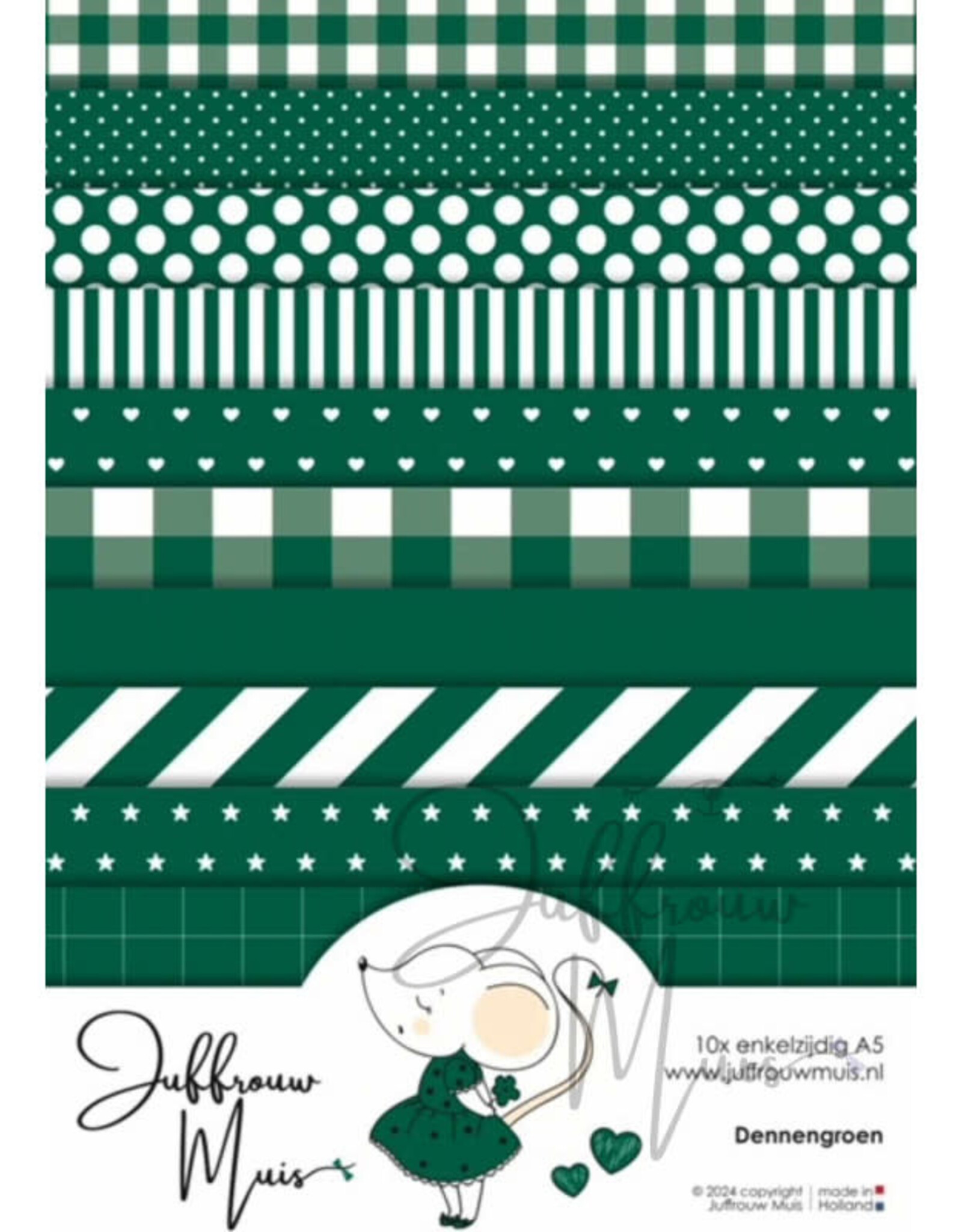 Juffrouw Muis Juffrouw Muis -Tiny Cardstock A5 - Dennengroen