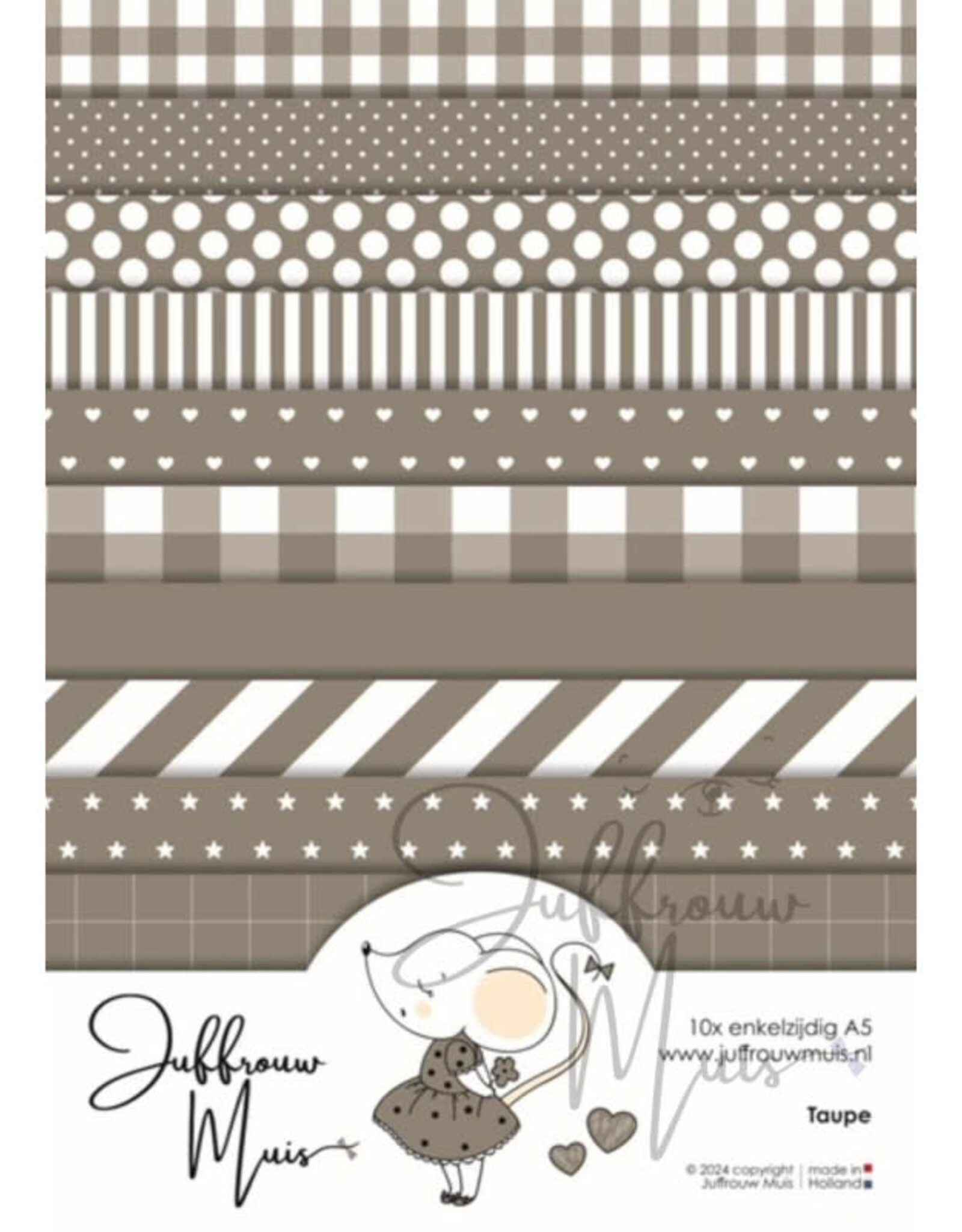 Juffrouw Muis Juffrouw Muis -Tiny Cardstock A5 - Taupe