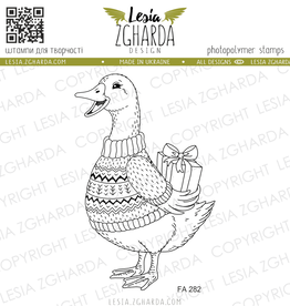 Lesia Zgharda Lesia Zgharda Stamp "Christmas Goose with Gift"  FA282