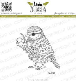 Lesia Zgharda Lesia Zgharda Stamp Winter Tit Bird with Berries  FA281