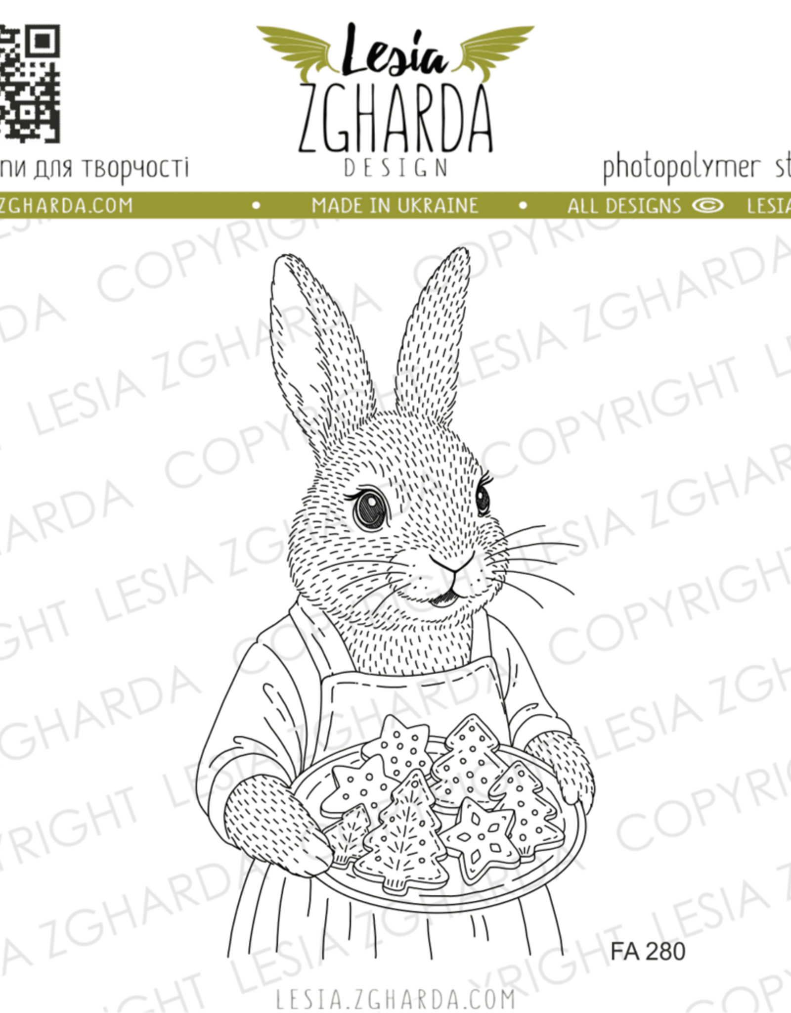 Lesia Zgharda Lesia Zgharda Stamp Mama Bunny with Christmas Cookies  FA280