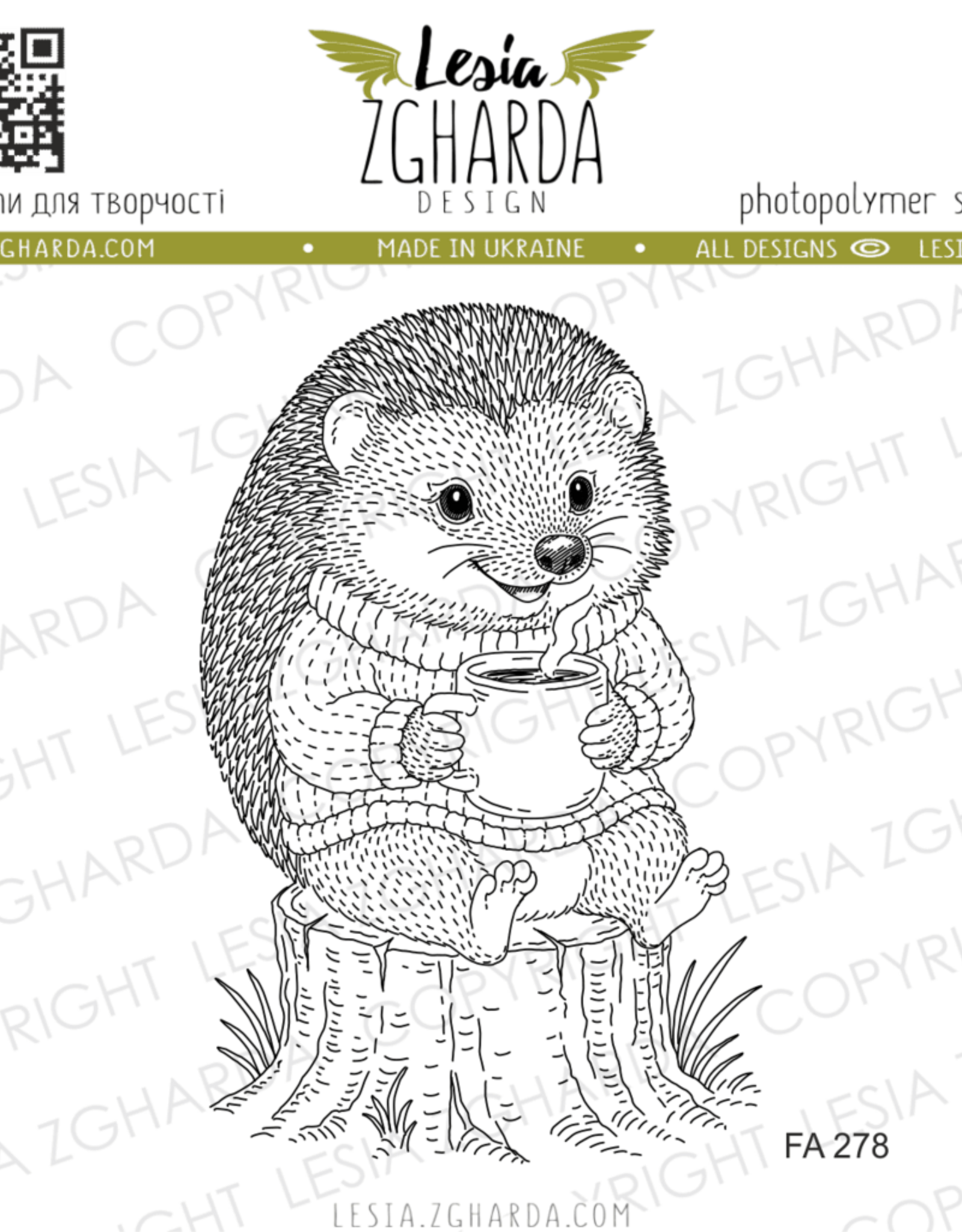 Lesia Zgharda Lesia Zgharda Stamp Hedgehog’s Cozy Coffee Time  FA278
