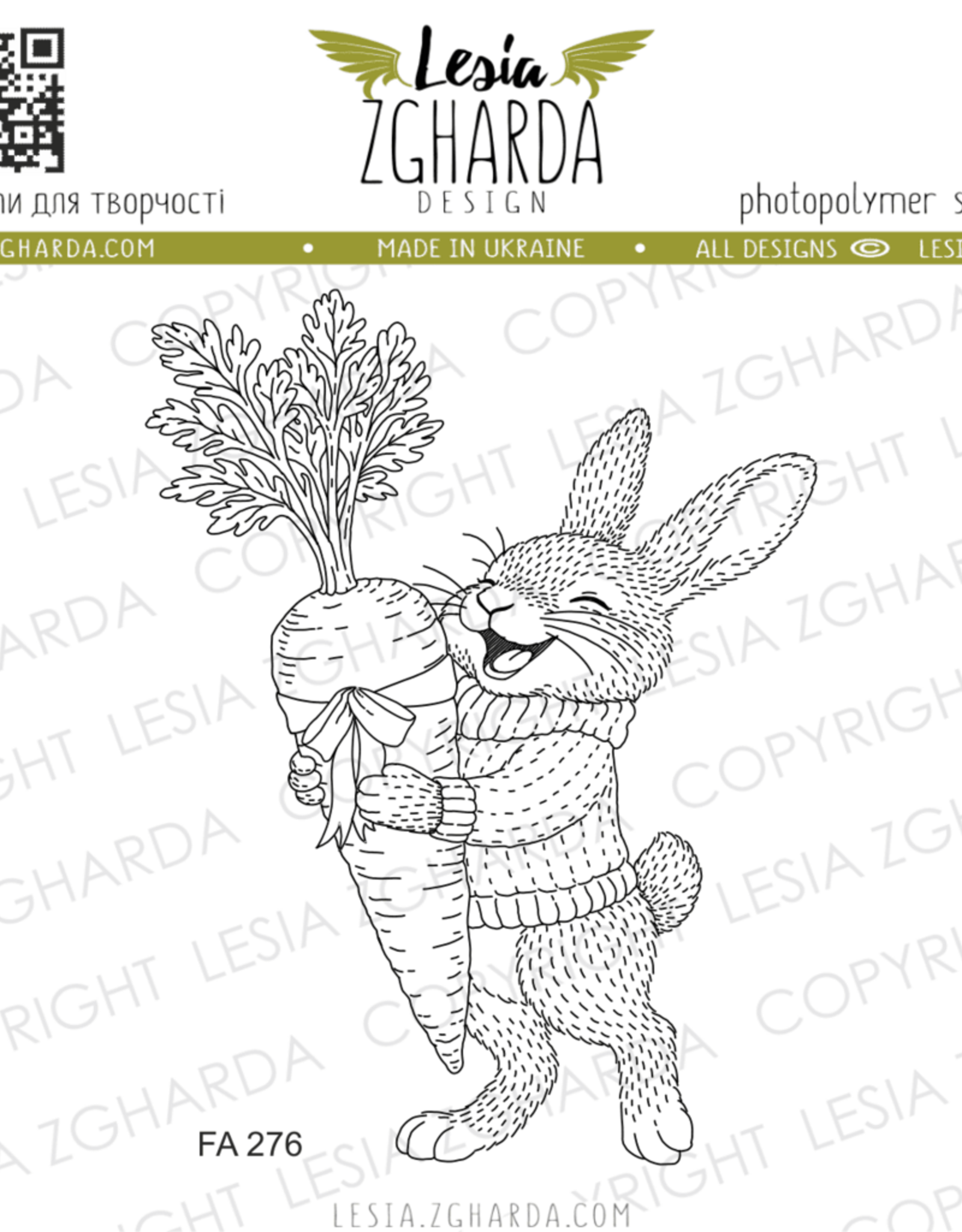 Lesia Zgharda Lesia Zgharda Stamp Happy Bunny with a Carrot Gift  FA276