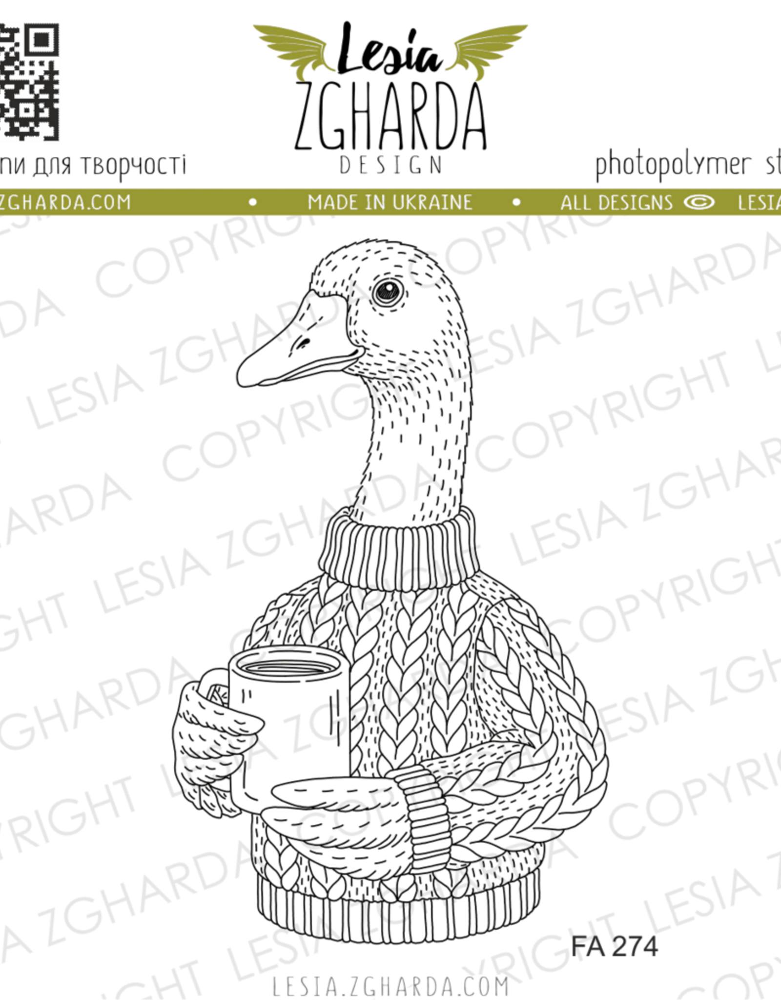 Lesia Zgharda Lesia Zgharda Stamp Goose’s Morning Coffee  FA274