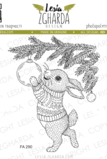 Lesia Zgharda Lesia Zgharda Stamp Bunny Decorating the Christmas Tree  FA290