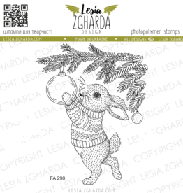 Lesia Zgharda Lesia Zgharda Stamp Bunny Decorating the Christmas Tree  FA290