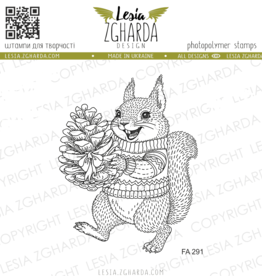 Lesia Zgharda Lesia Zgharda Stamp Christmas Squirrel with Gift  FA291