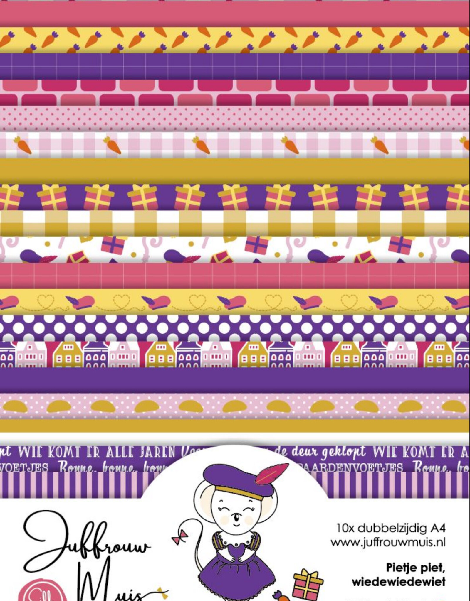 Juffrouw Muis Juffrouw Muis - Cardstock Paper pad A4 - Piejte Piet, wiedewiedewiet