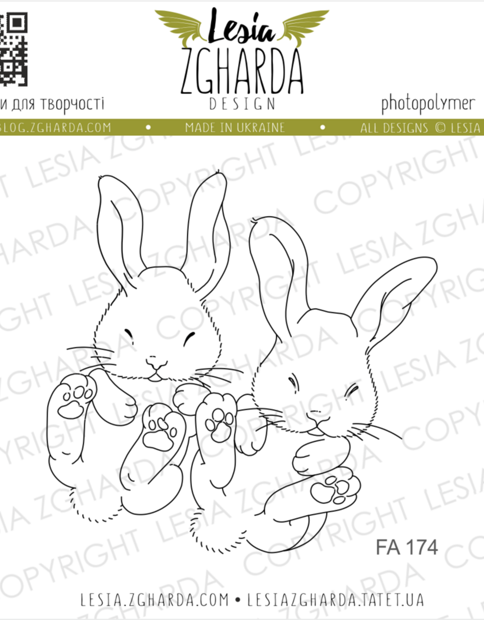 Lesia Zgharda Lesia Zgharda  stamp set Bunny baby twins FA174