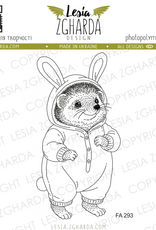 Lesia Zgharda Lesia Zgharda Stamps Hedgehog in Bunny Kigurumi Pajamas FA293