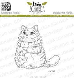 Lesia Zgharda Lesia Zgharda Stamps Cat with Christmas Ornament FA292