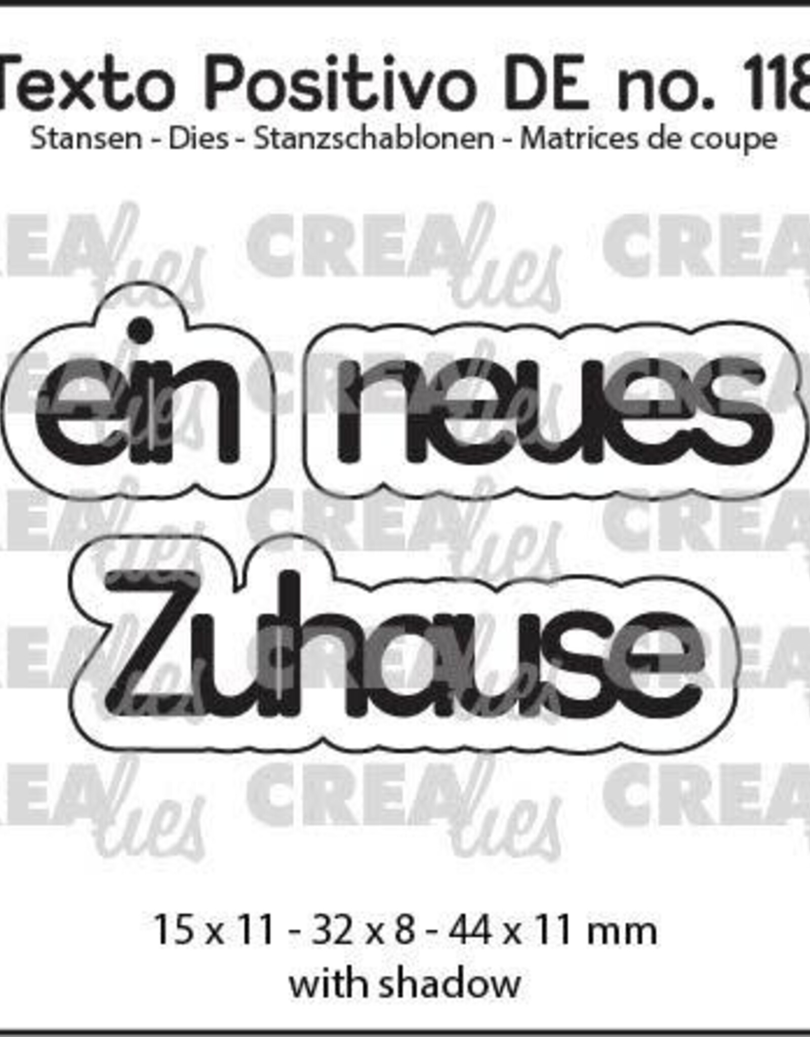 Crealies Crealies Texto Positivo Stanzschablonen no. 118, ein neues Zuhause  POSDE118