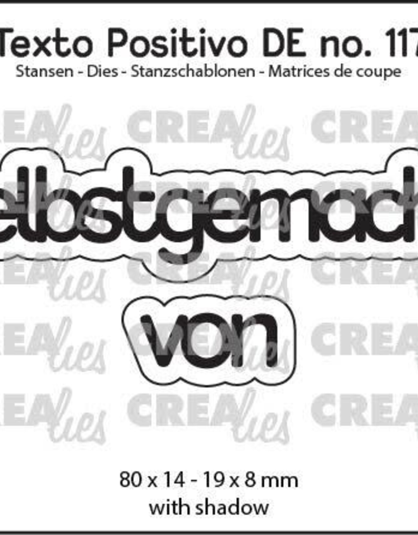 Crealies Crealies Texto Positivo Stanzschablonen no. 117, Selbstgemacht von POSDE117