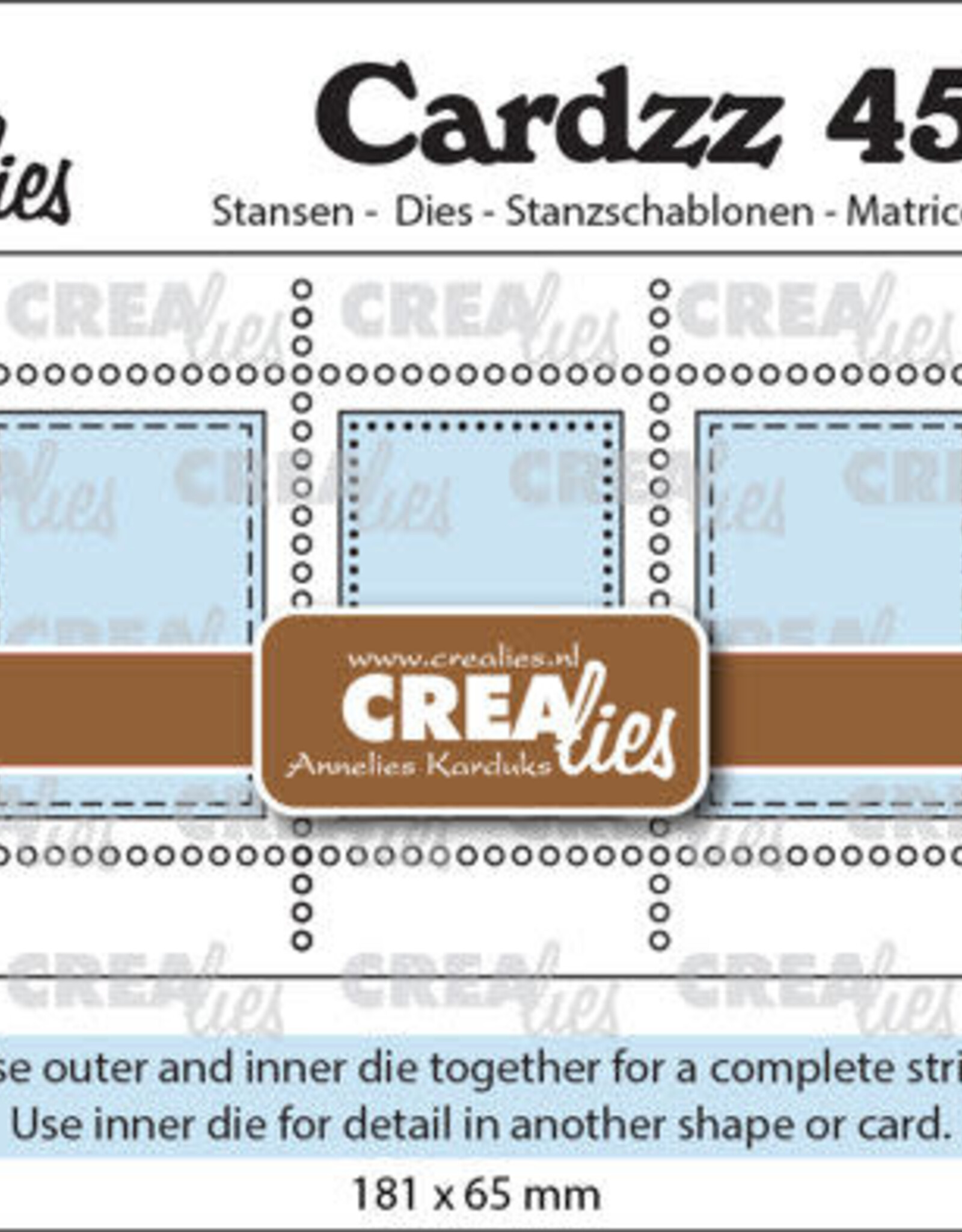 Crealies Crealies Cardzz stansen no. 454, Postzegelstrip XL 5x verticale rechthoeken CLCZ454