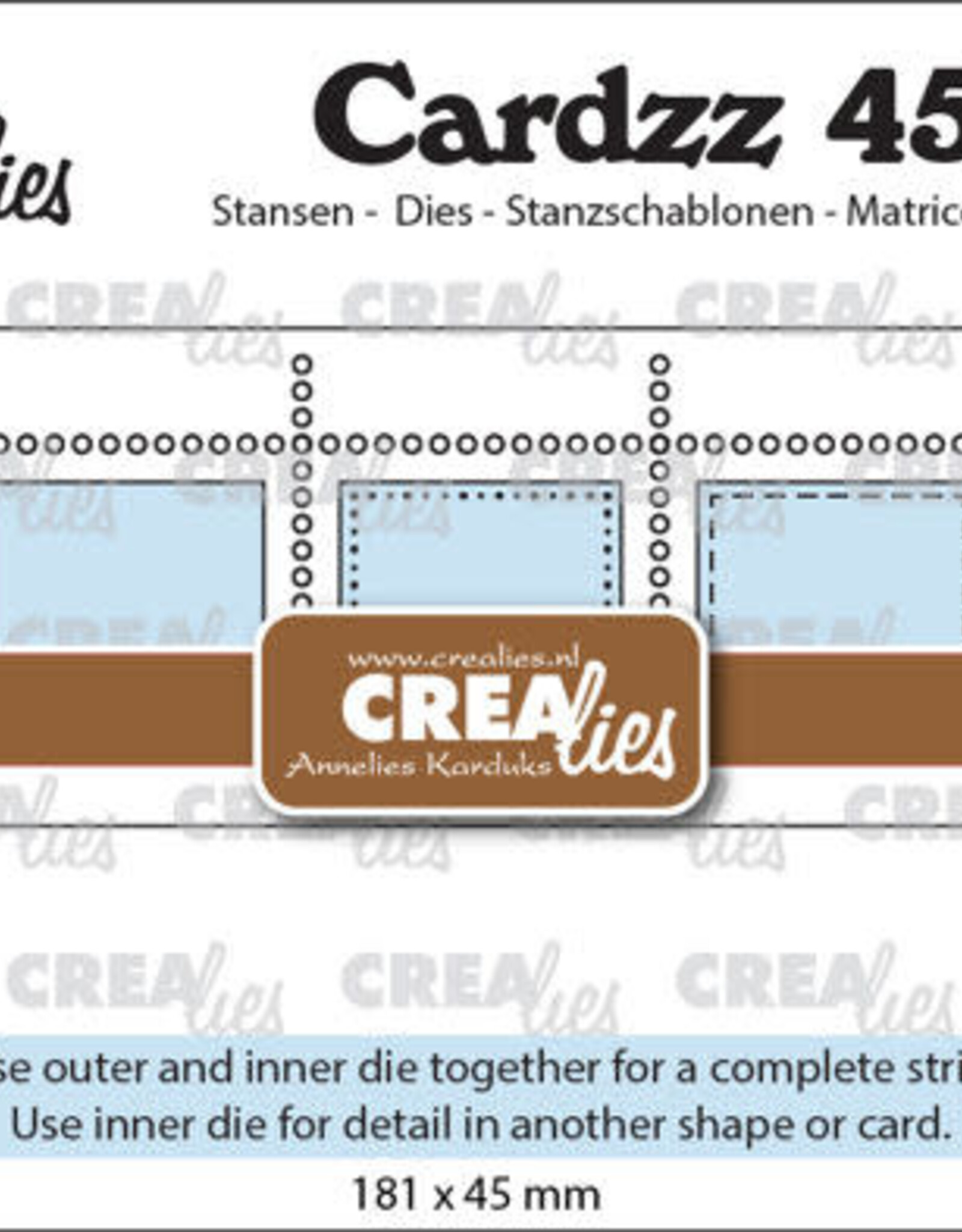 Crealies Crealies Cardzz stansen no. 453, Postzegelstrip XL 5x horizontale rechthoeken CLCZ453
