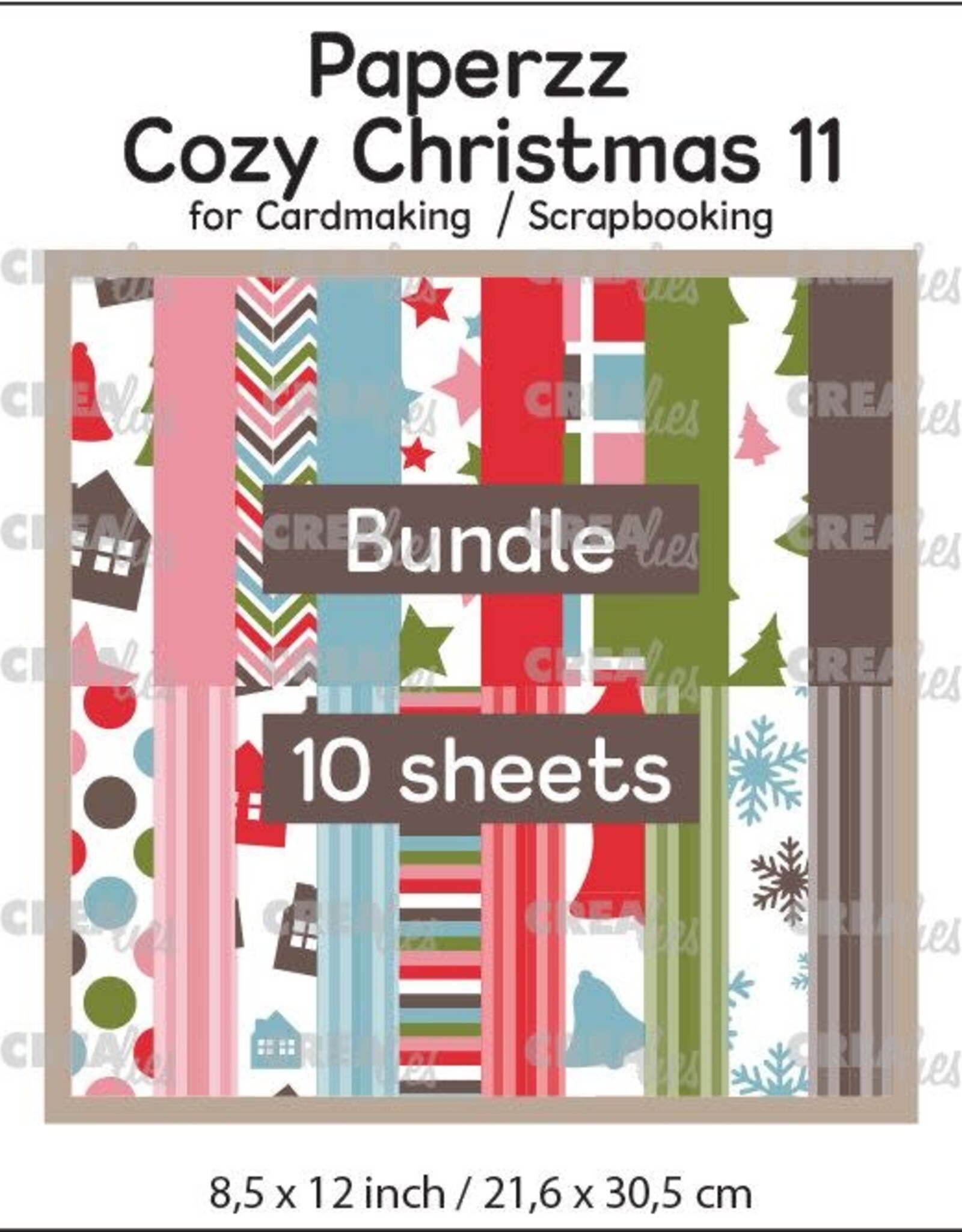 Crealies Crealies Paperzz Cozy Christmas no. 11: Bundel van 10 vel assorti CLPZCC11