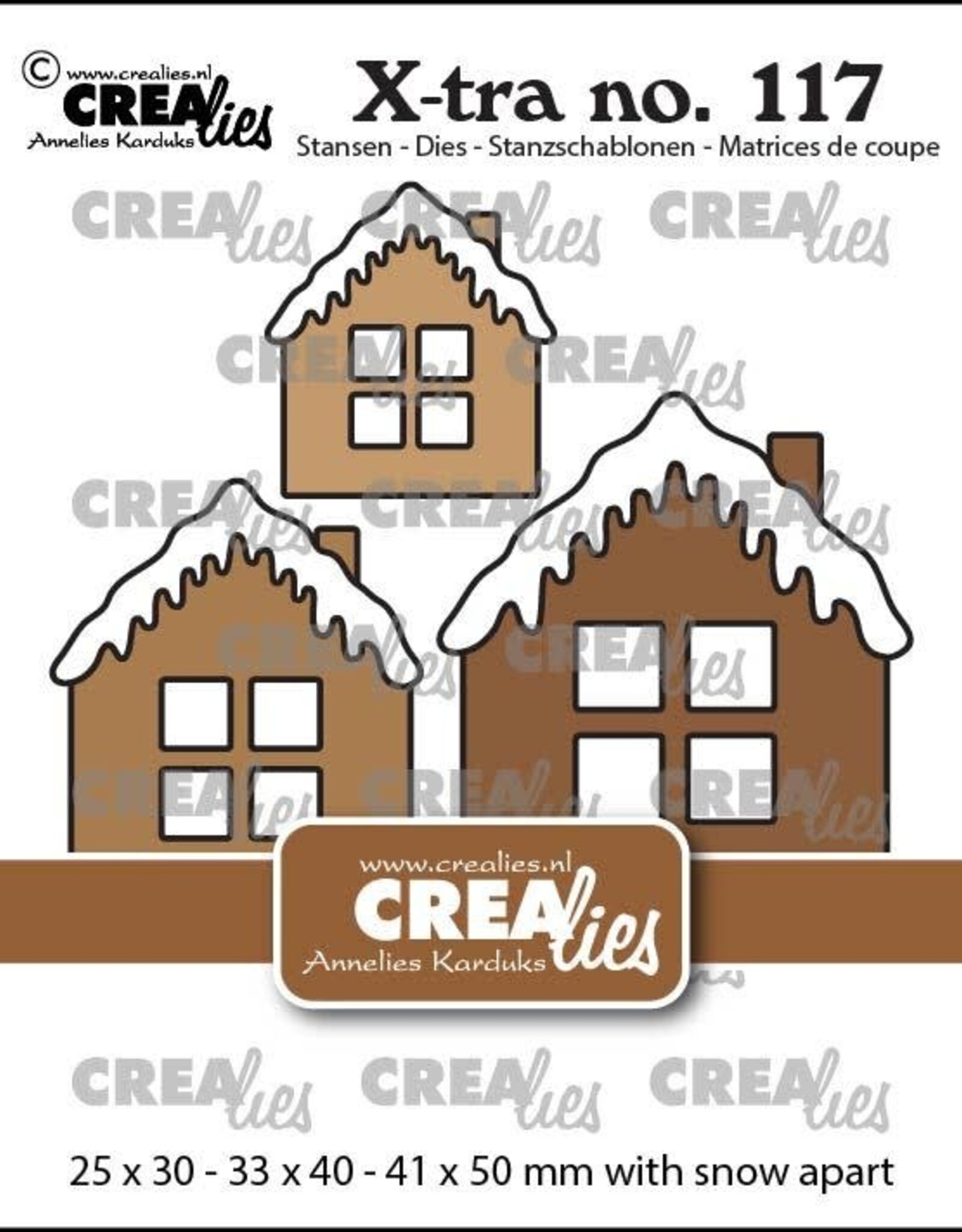 Crealies Crealies   3x Huisje C met sneeuwdak, midden, groot en extra groot  CLXtra117