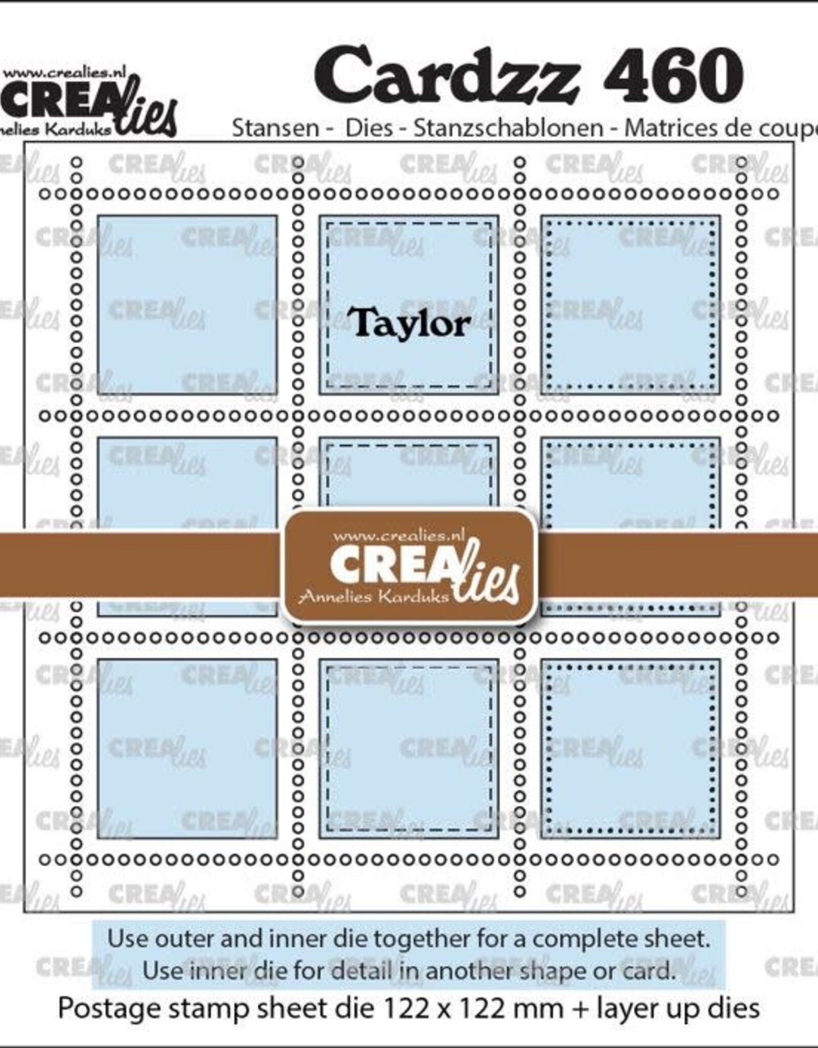 Crealies Crealies Vierkant Postzegelvel Taylor met 9  CLCZ460