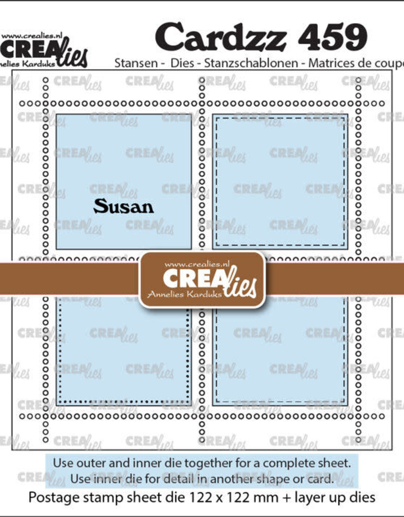 Crealies Crealies Vierkant Postzegelvel Susan met 4  CLCZ459