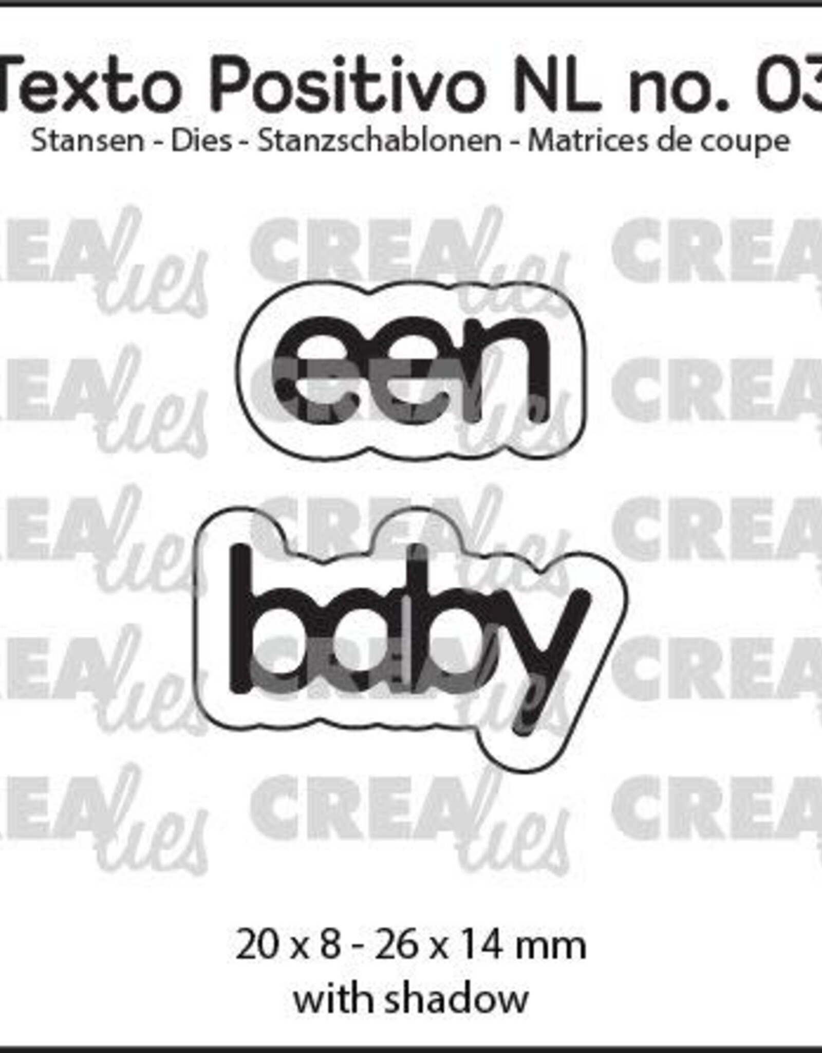 Crealies Crealies Texto Positivo stansen no. 03, een baby  POSNL03