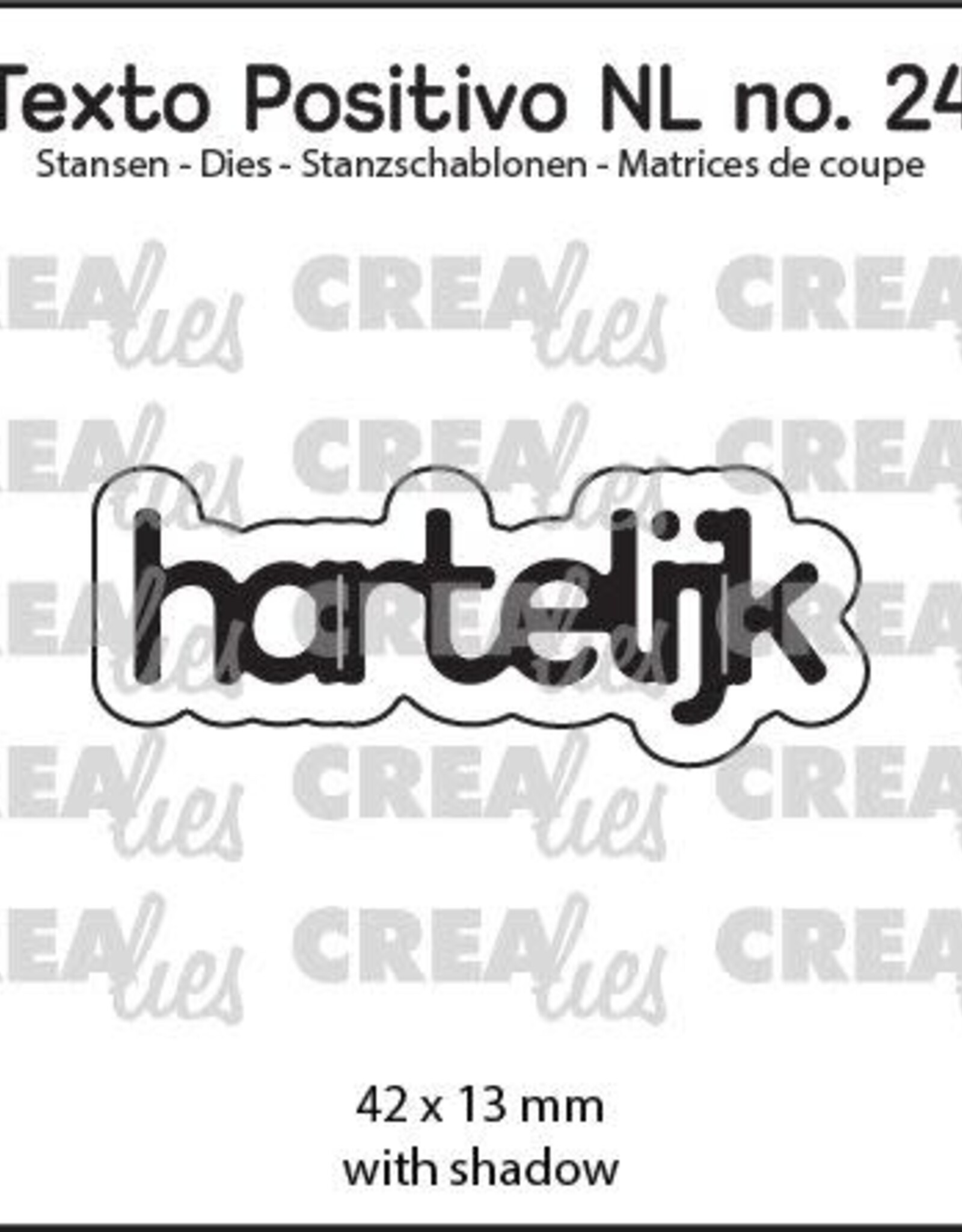 Crealies Crealies Texto Positivo stansen no. 24, hartelijk  POSNL24