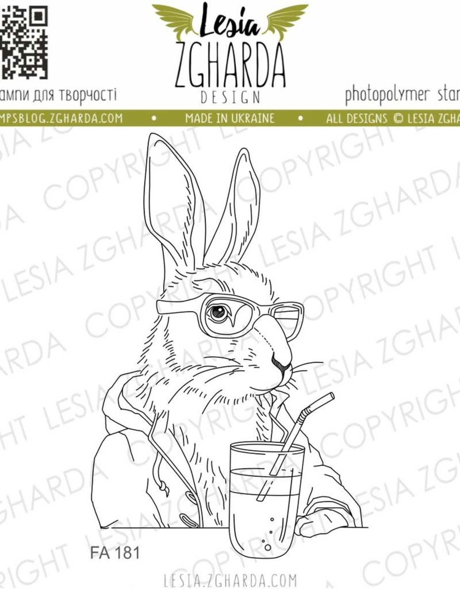 Lesia Zgharda Lesia Zgardha  Design Stamp Hare with Lemonade FA181