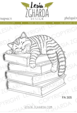 Lesia Zgharda Lesia Zgharda Cute Cat sleeping on Books FA305