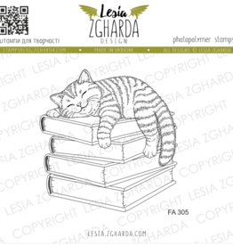 Lesia Zgharda Lesia Zgharda Cute Cat sleeping on Books FA305